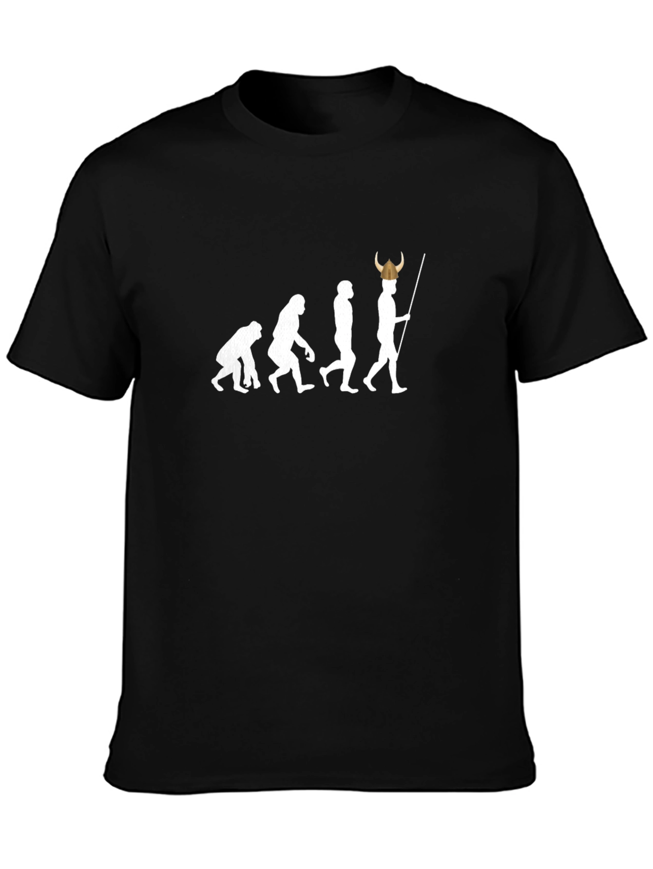 Black Evolution of Viking T-Shirt - Black Cotton Tee view 3