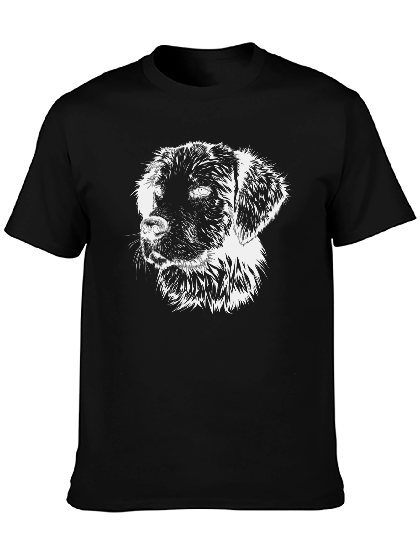 Black Dog Portrait Graphic Tee - Black Cotton Blend T-Shirt view 3