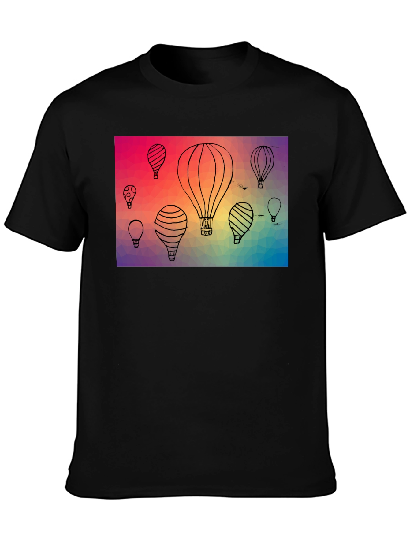 Black Hot Air Balloon Graphic Tee - Black view 3