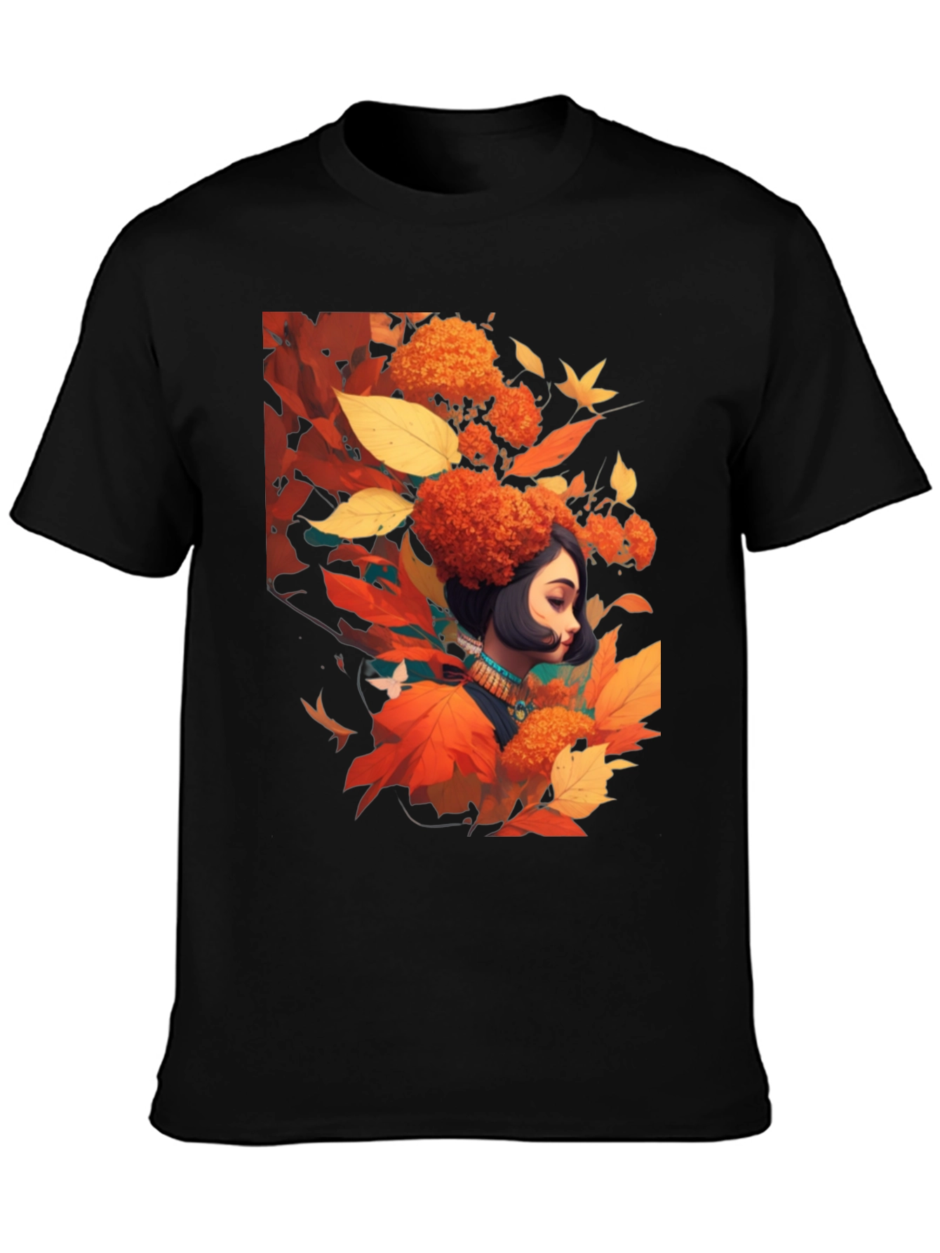 Black Autumnal Woman Graphic Black Tee view 3