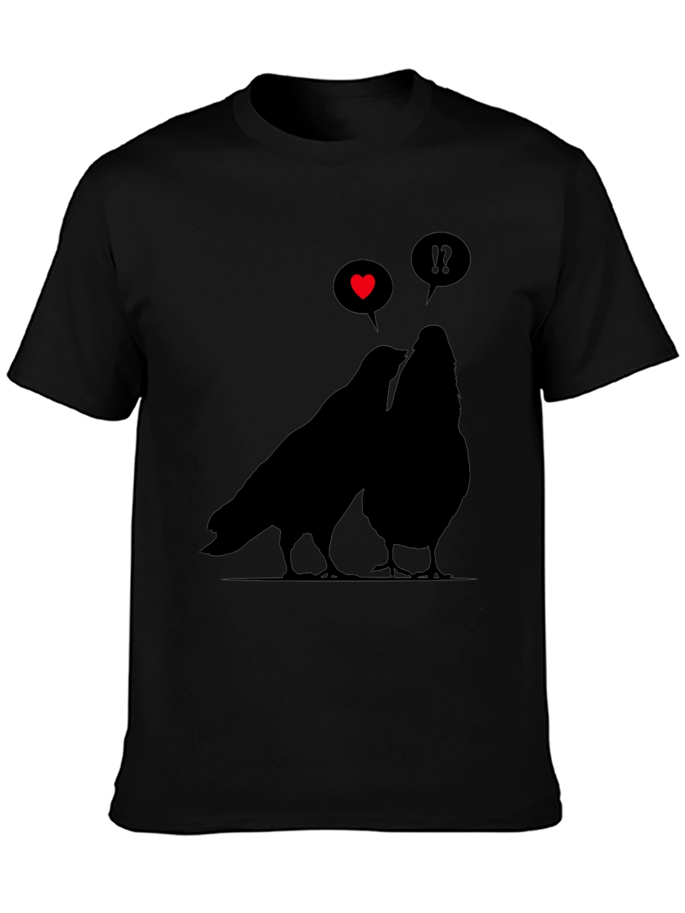 Black Romantic Birds Graphic Tee - Soft Black Cotton view 3