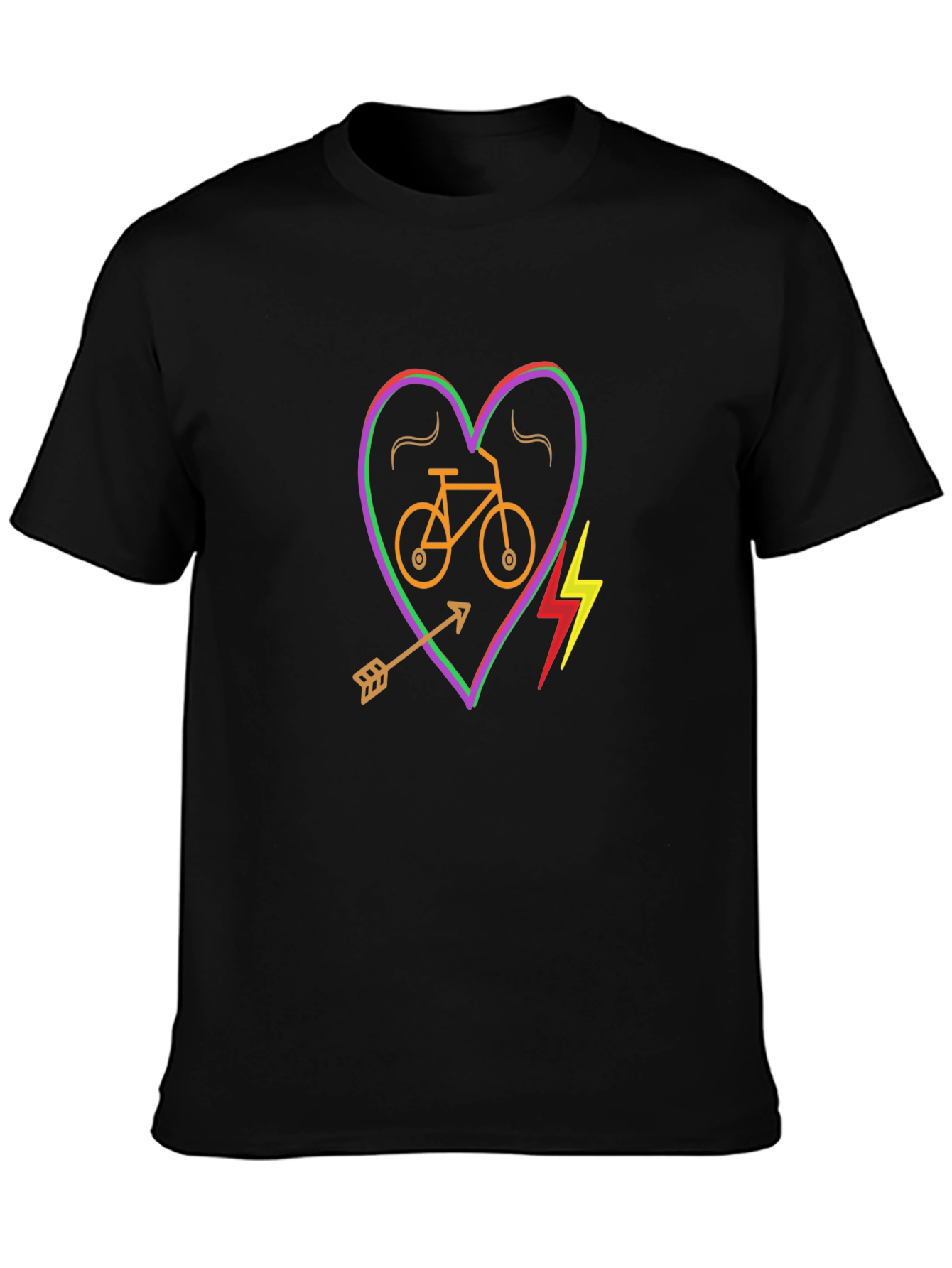 Black Heart Bike Graphic Tee - Black Cotton Shirt view 3