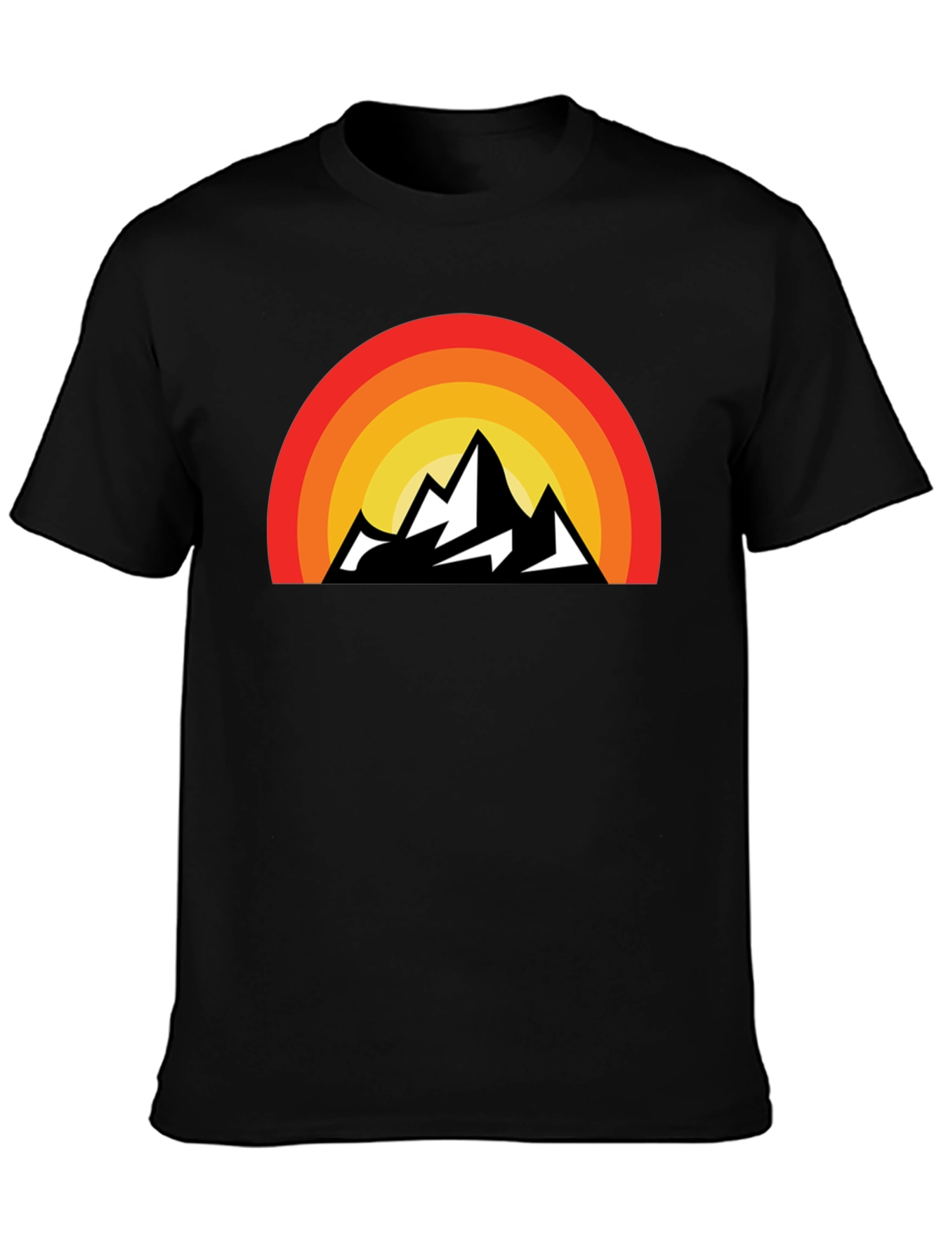 Black Retro Mountain Sunset Graphic Tee view 3
