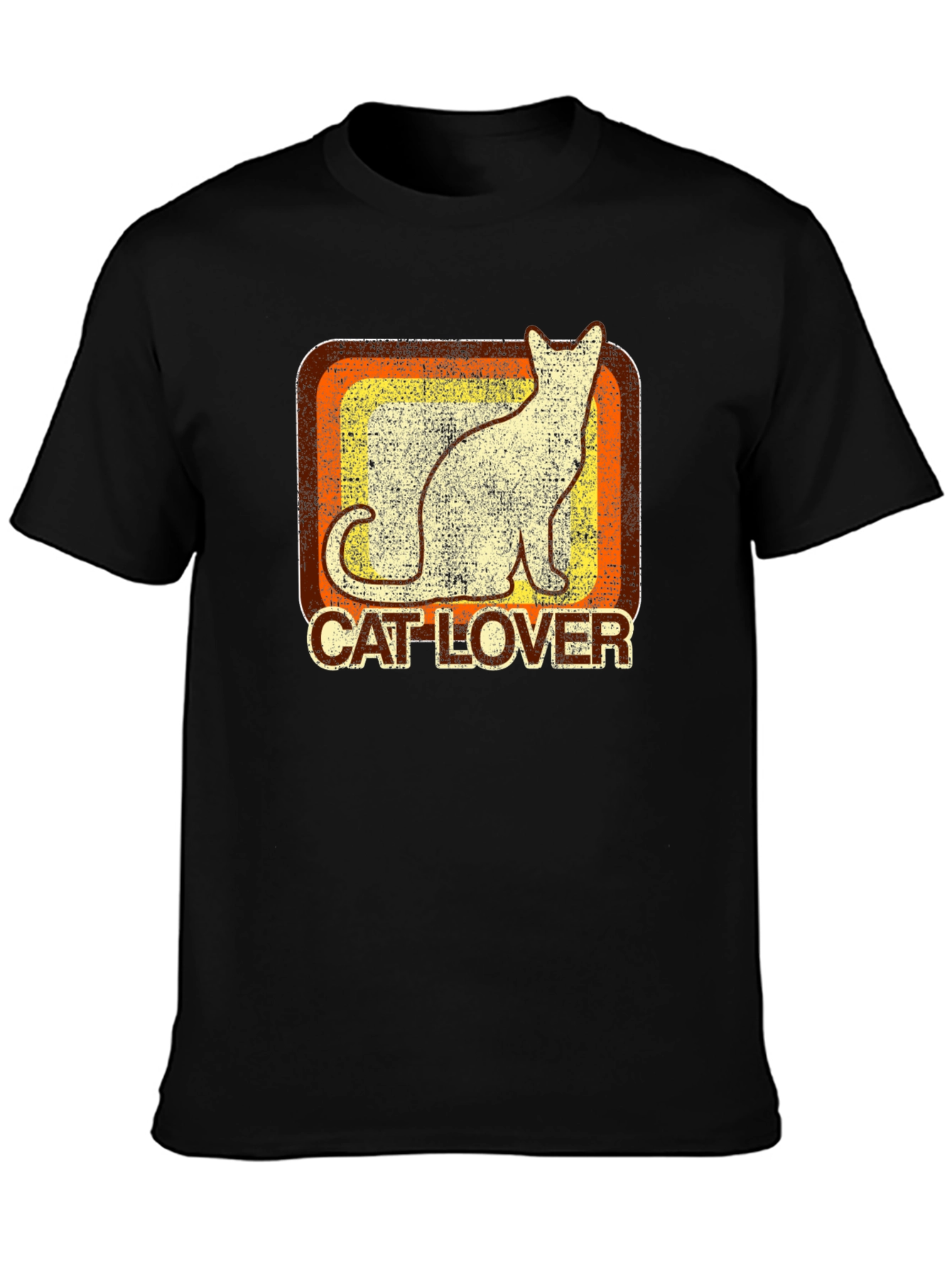Black Retro Cat Lover Graphic Tee - Soft Cotton Comfort view 3