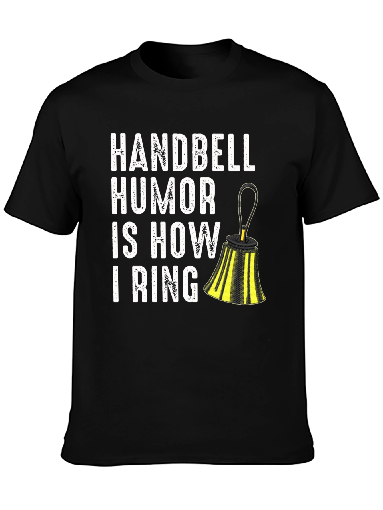 Black Handbell Humor T-Shirt - 'I Ring' Design view 3