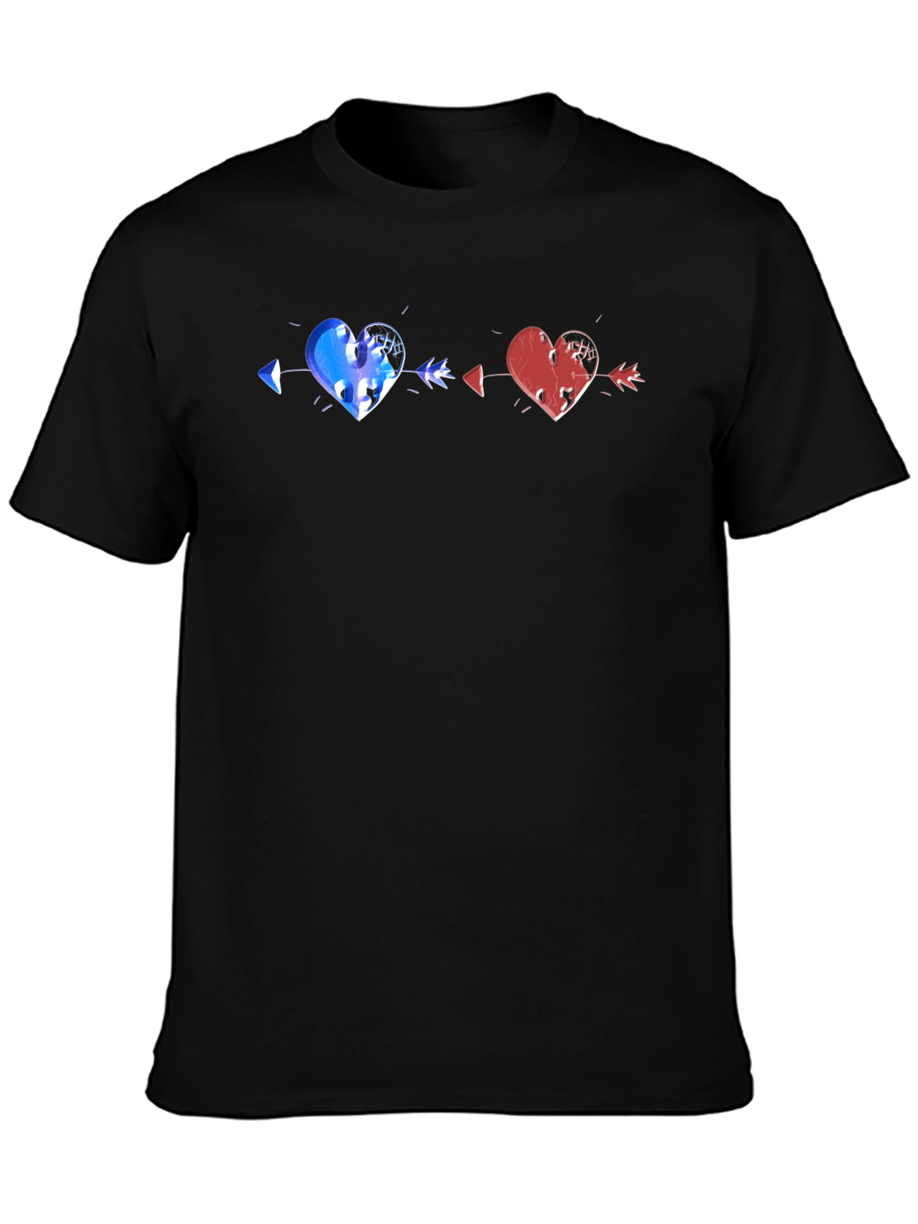 Black Heart Arrow T-Shirt - Black Cotton Graphic Tee view 3