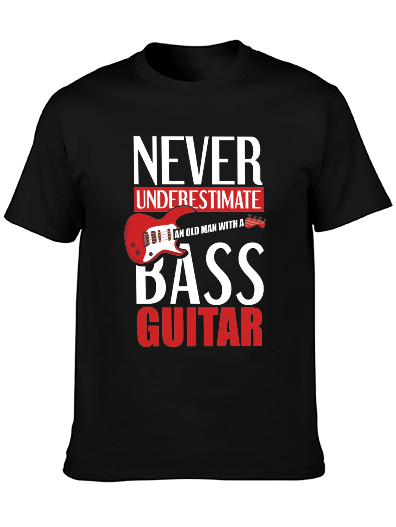 Black Never Underestimate Old Man With a Bass Guitar T-Shirt view 3