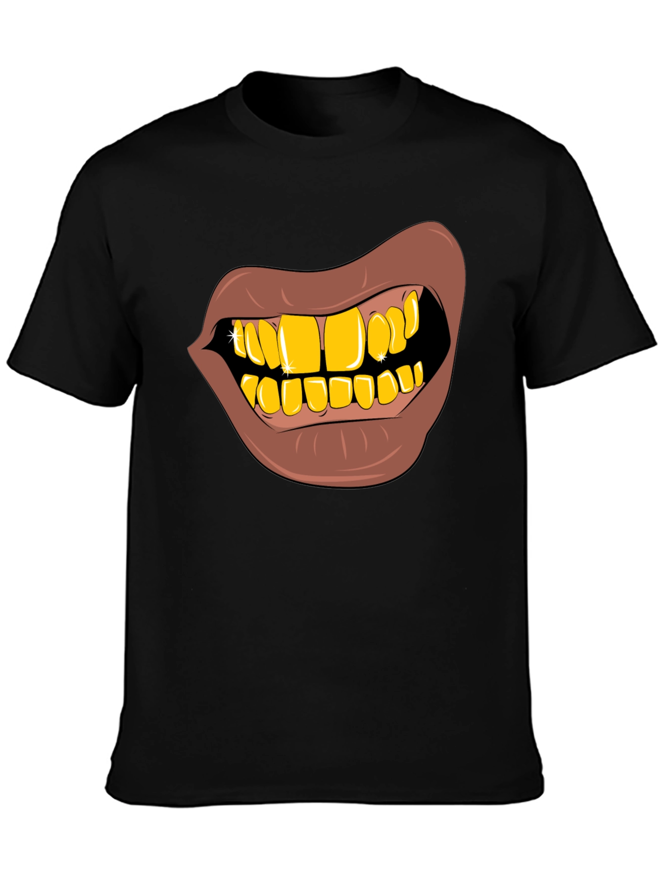 Black Gold Teeth Graphic T-Shirt - Novelty Style view 3