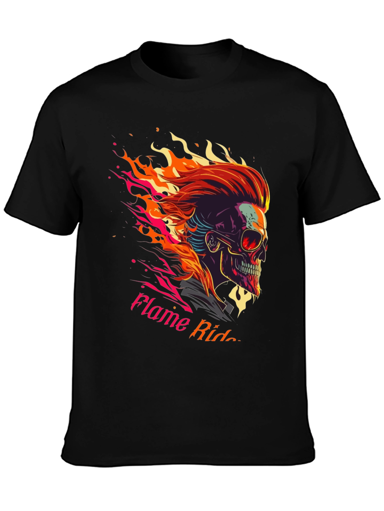 Black Flame Rider Graphic T-Shirt view 3