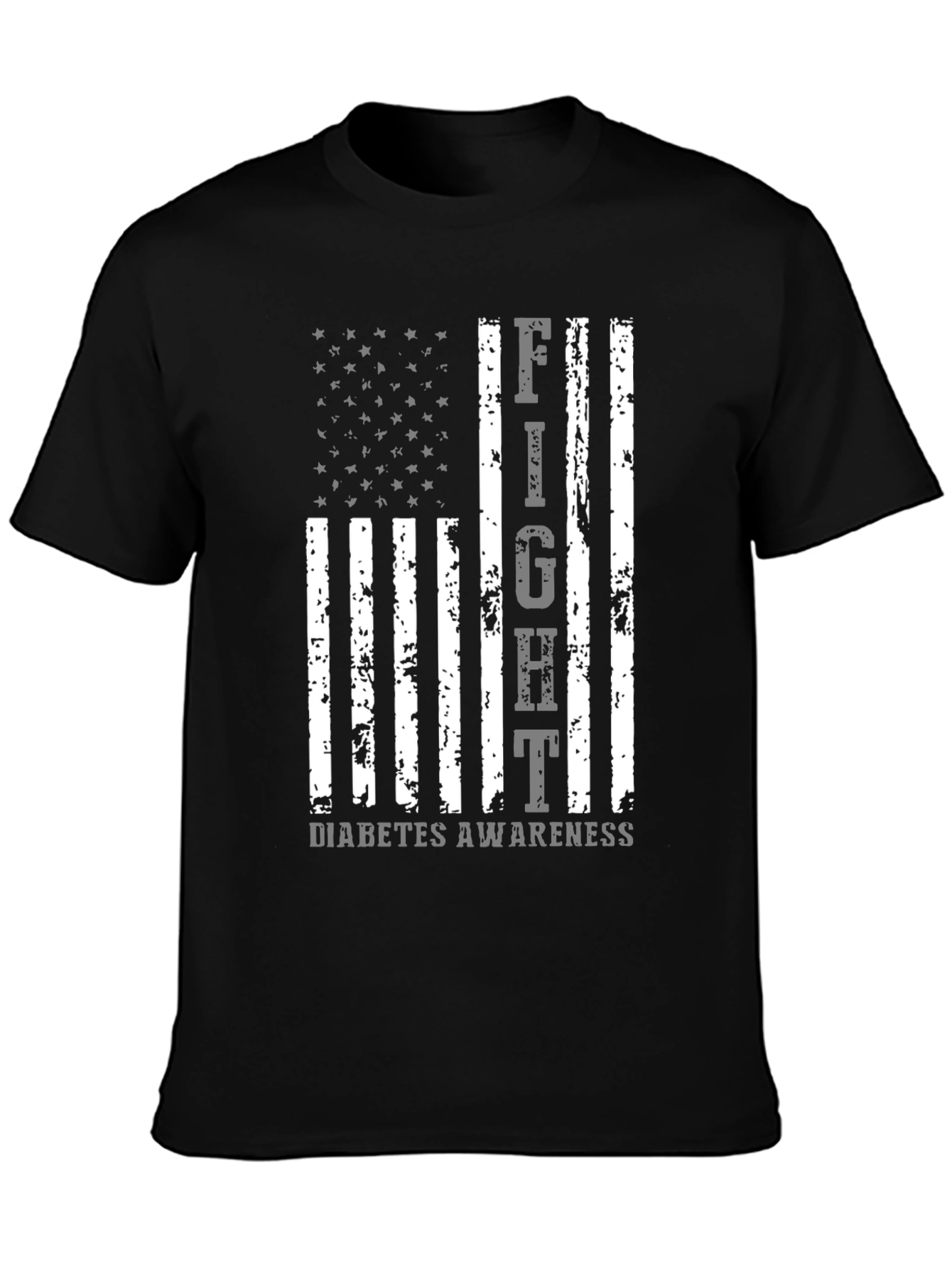 Black Fight Diabetes Awareness American Flag T-Shirt view 3