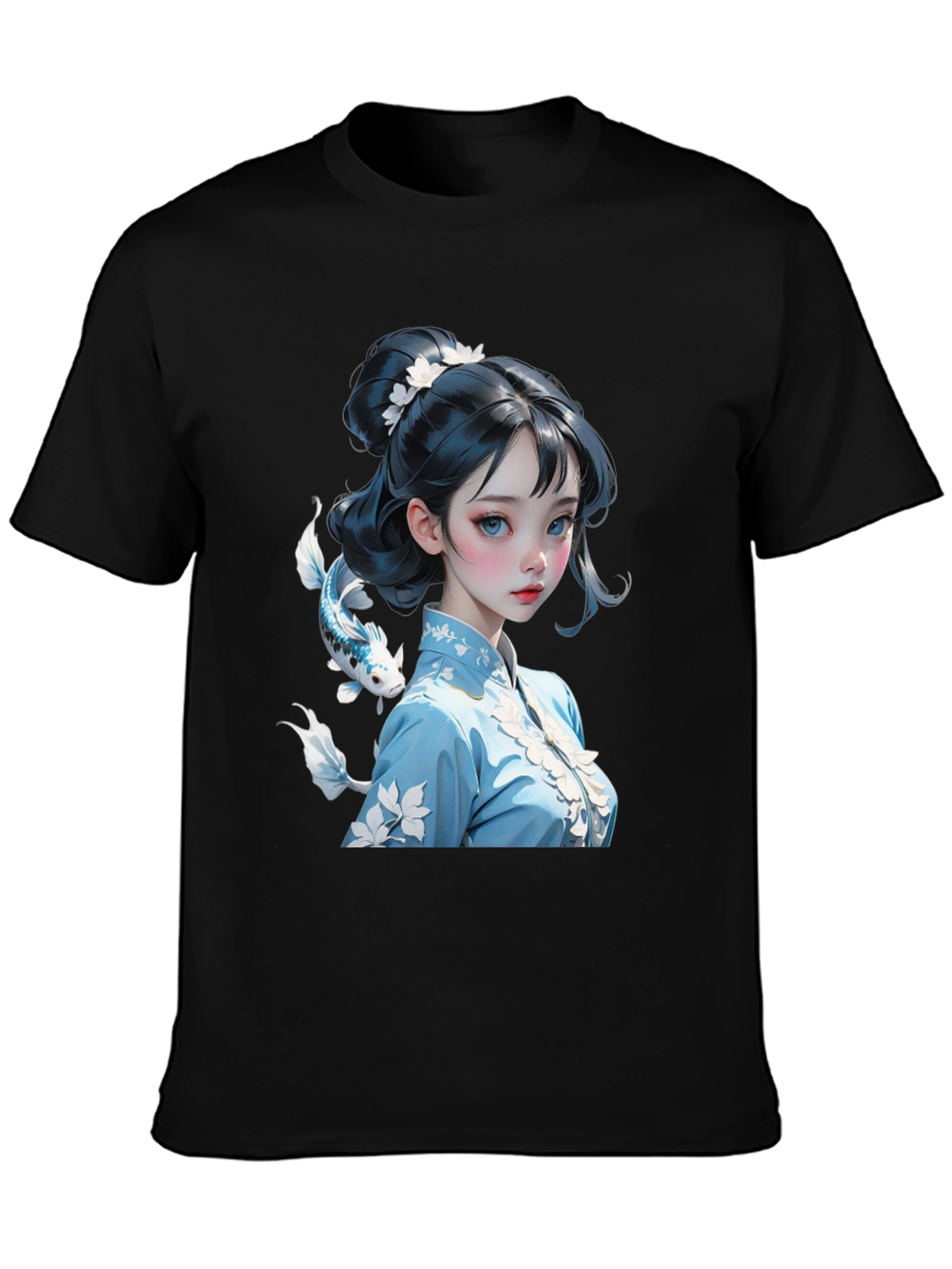 Black Anime Girl Graphic Tee - Stylish Black Cotton Blend Shirt view 3