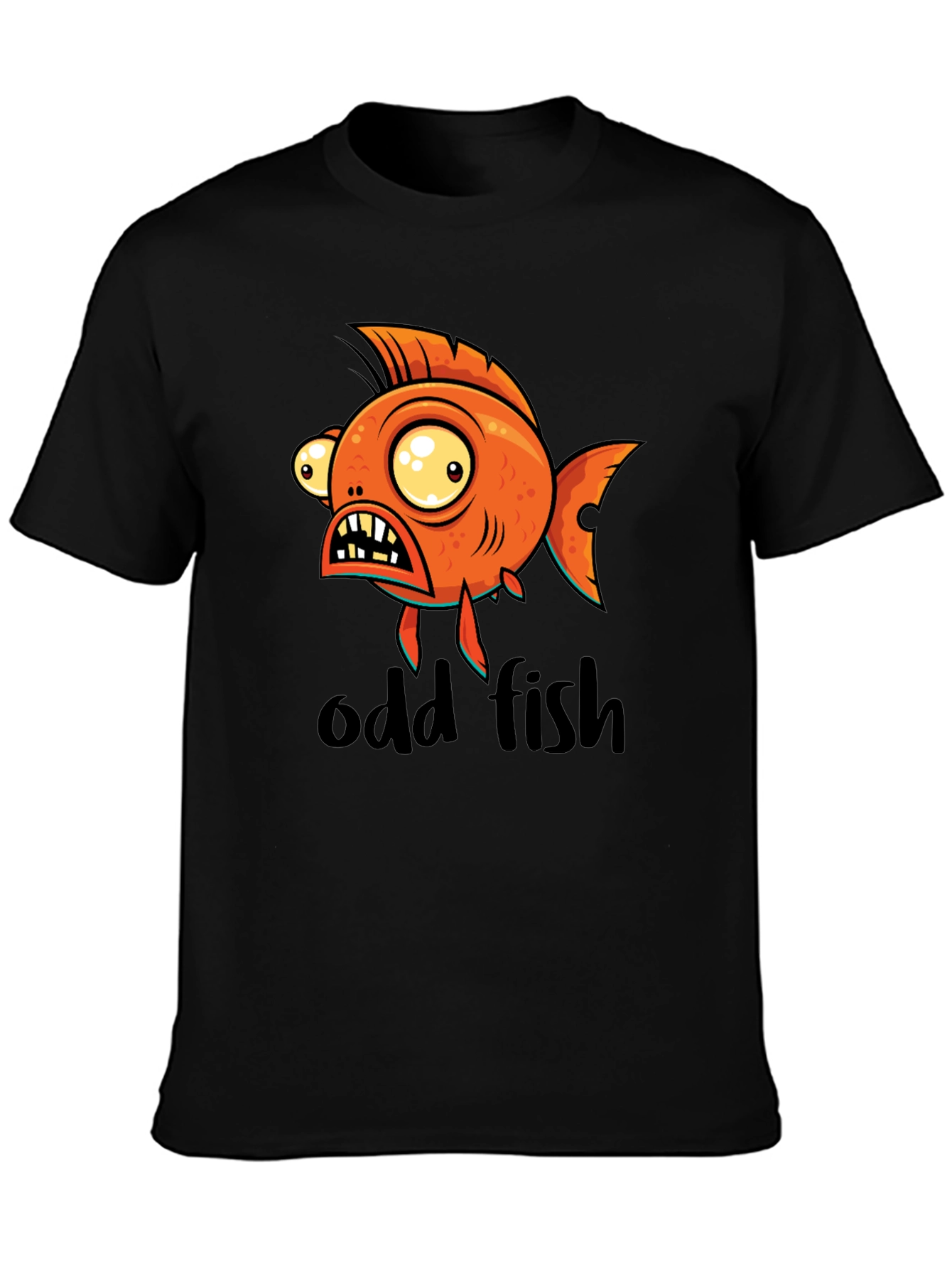 Black Odd Fish Graphic Tee - Quirky Humor T-Shirt view 3