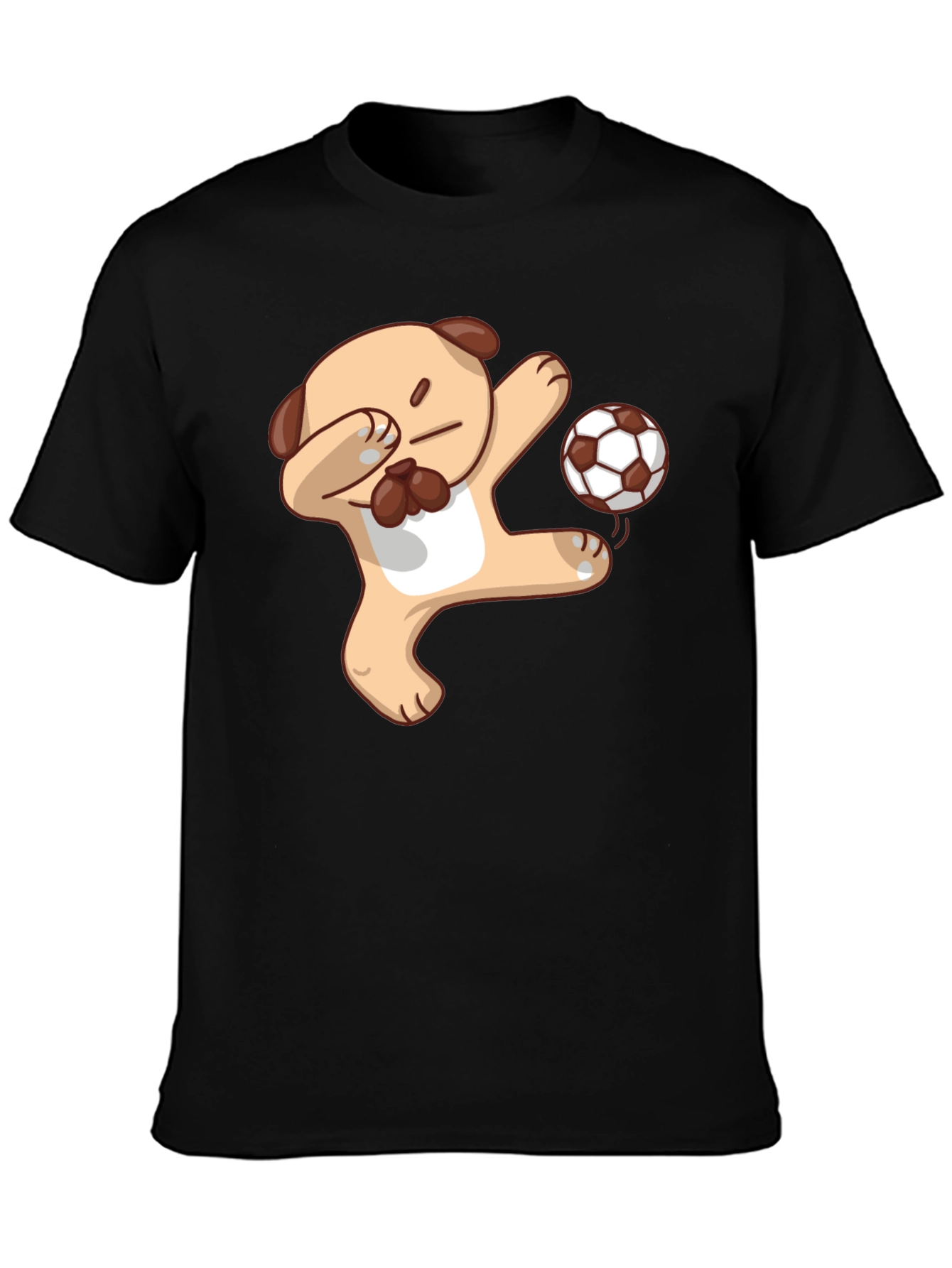 Black Funny Pug Soccer Dab T-Shirt view 3