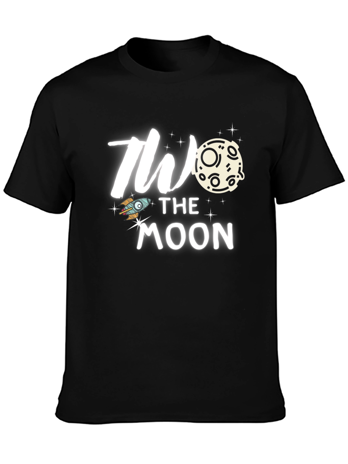 Black To the Moon Graphic Tee, Trendy Black T-Shirt view 3