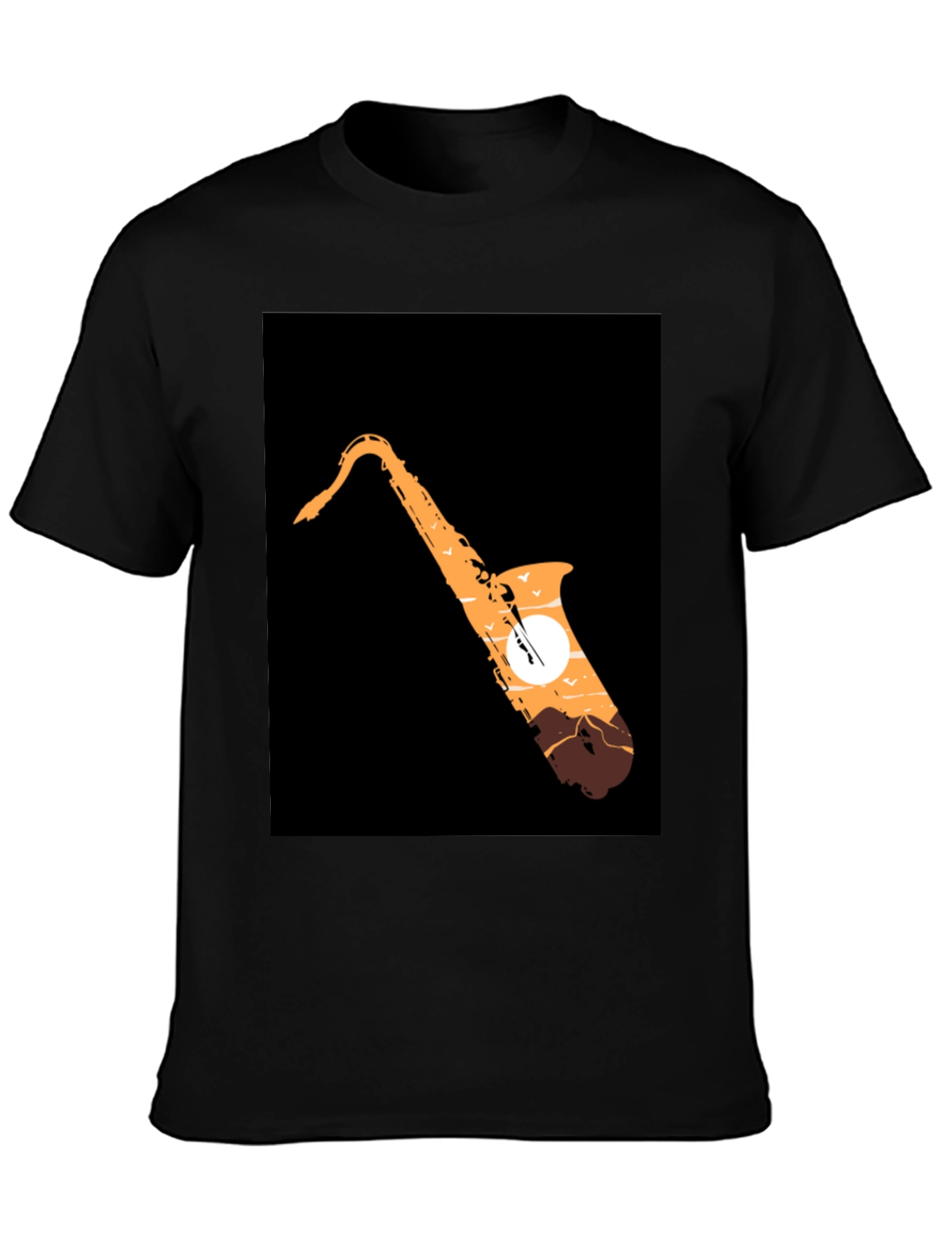 Black Saxophone Sunset Graphic Tee - Cool Musician T-Shirt view 3