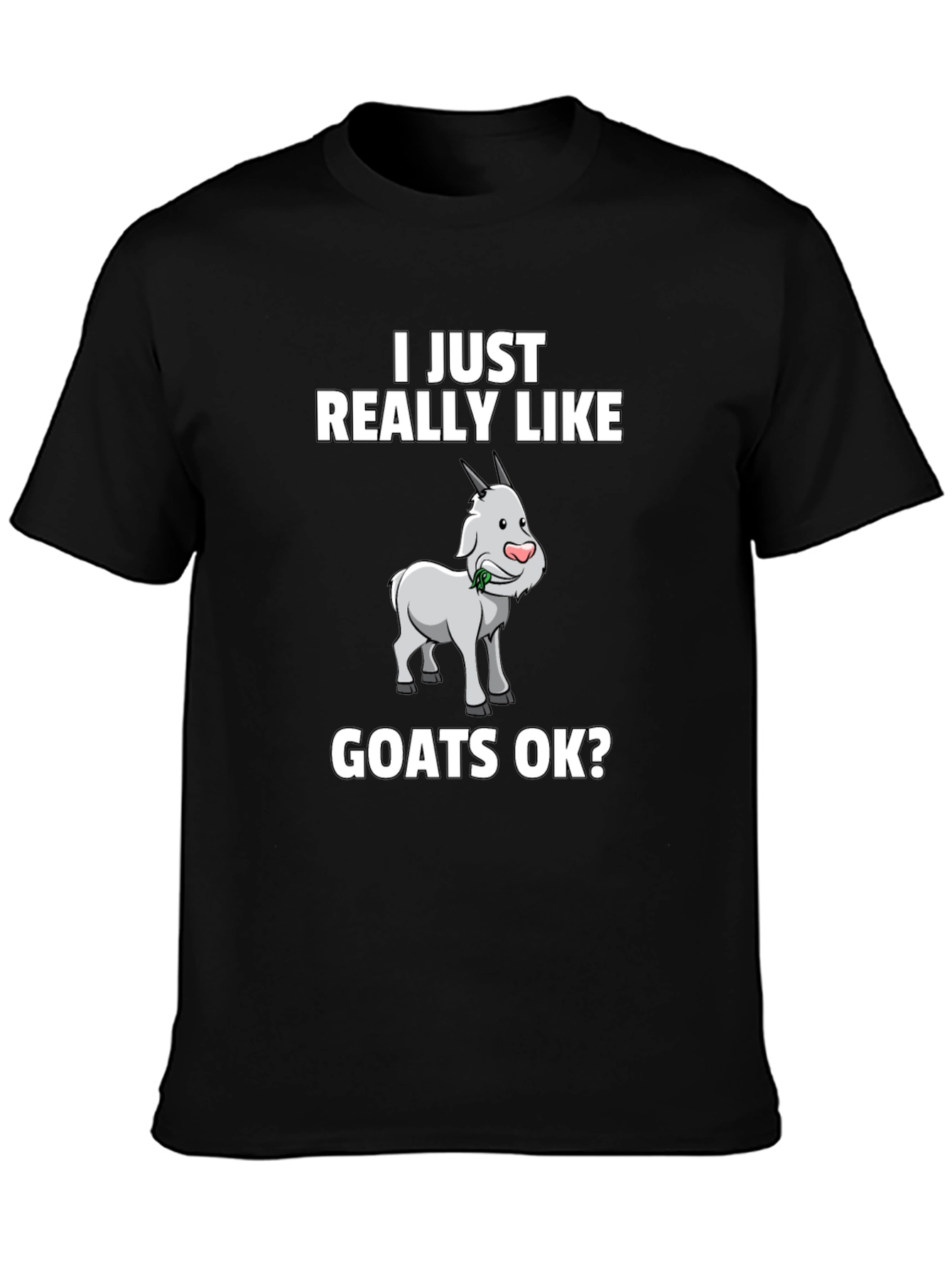 Black I Just Really Like Goats OK? Graphic Tee view 3