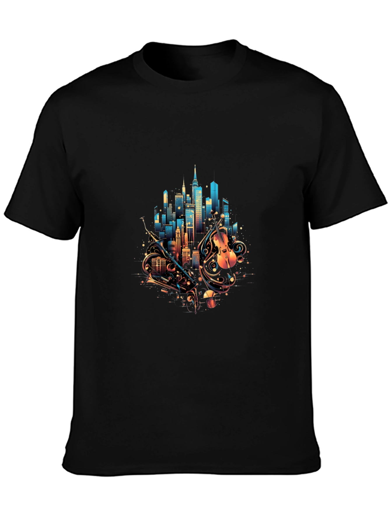 Black City Music Graphic Tee - Black Cotton Blend view 3