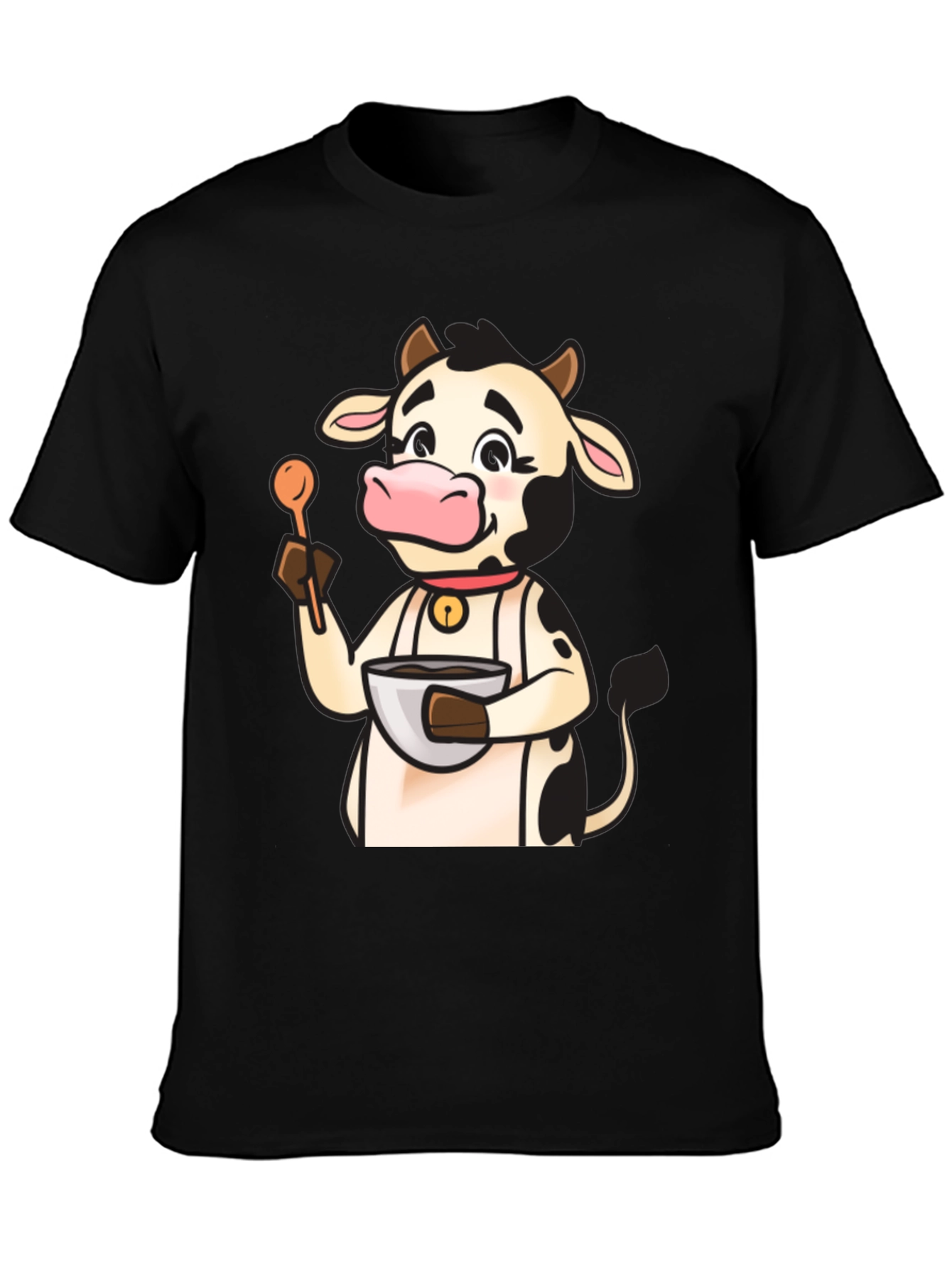 Black Cow Chef T-Shirt - Cute Cartoon Cooking Tee view 3