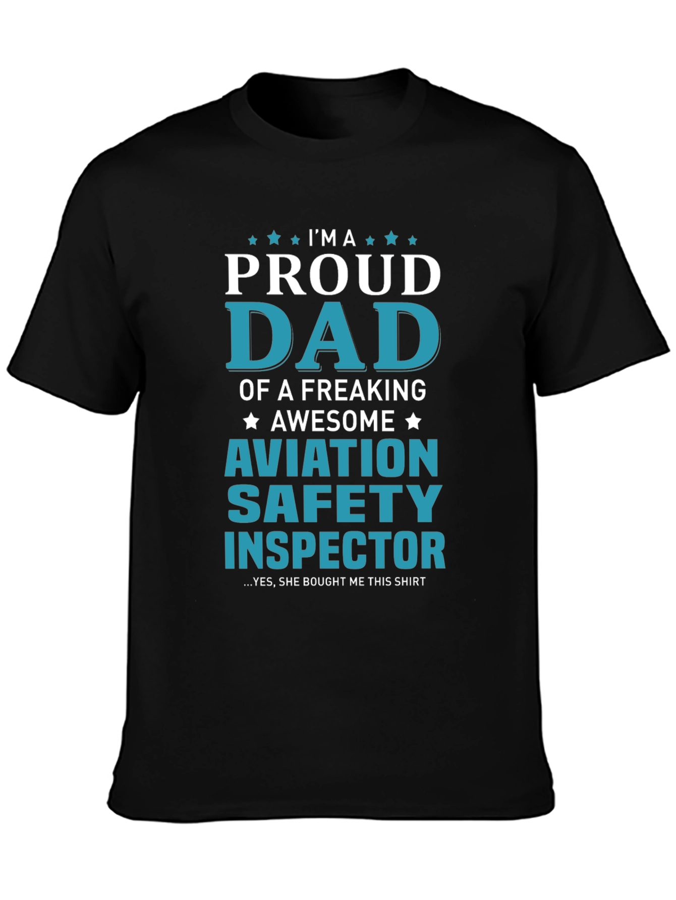 Black Proud Aviation Safety Inspector Dad Graphic T-Shirt view 3