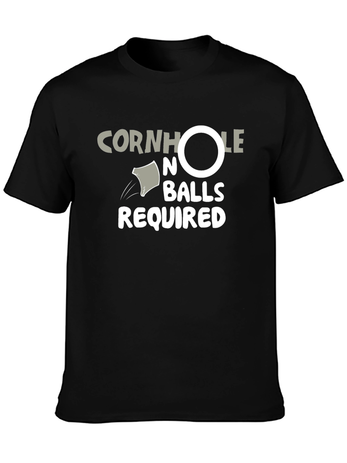 Black Cornhole No Balls Required Black T-Shirt view 3