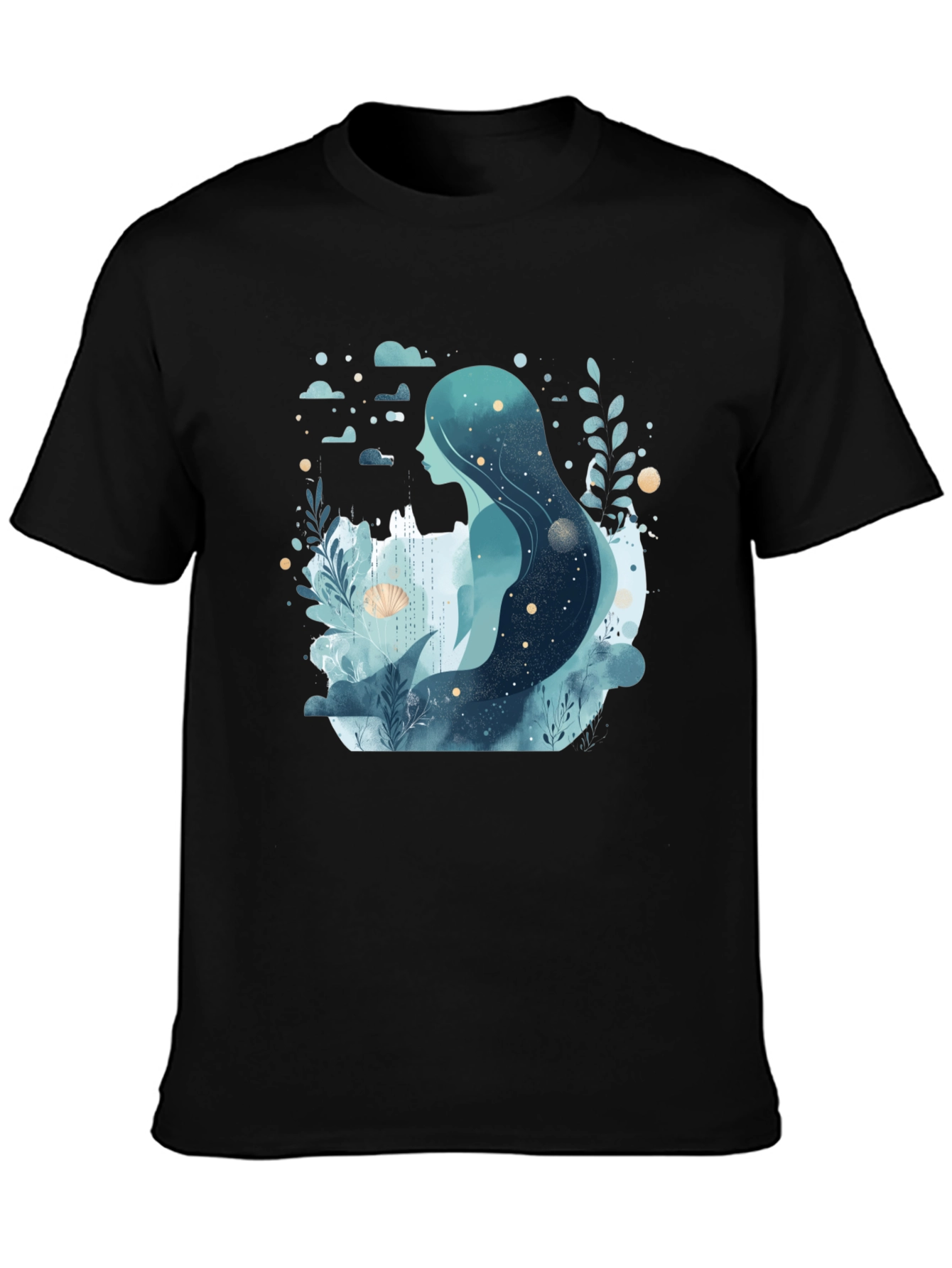 Black Celestial Mermaid Graphic Tee - Black view 3