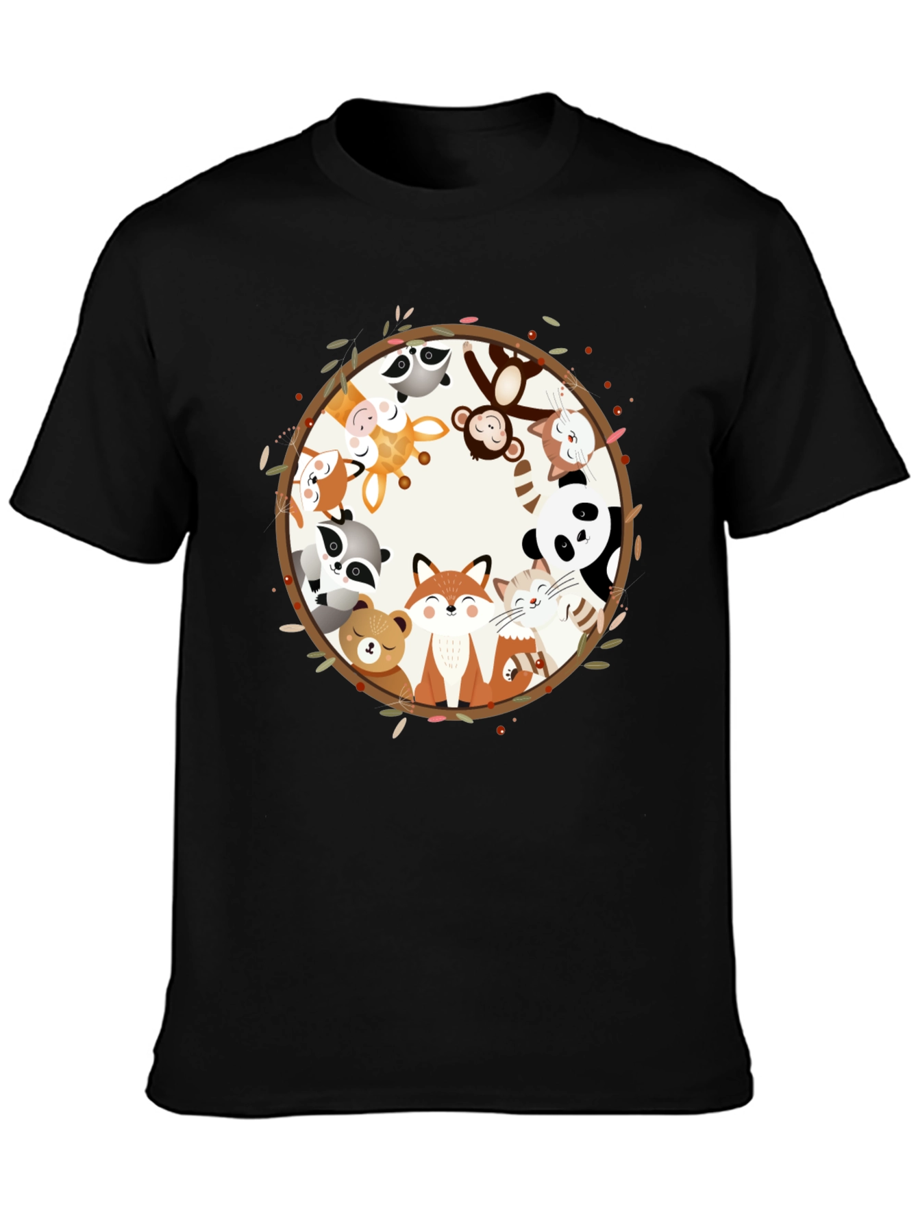 Black Animal Circle Graphic Tee - Unisex view 3