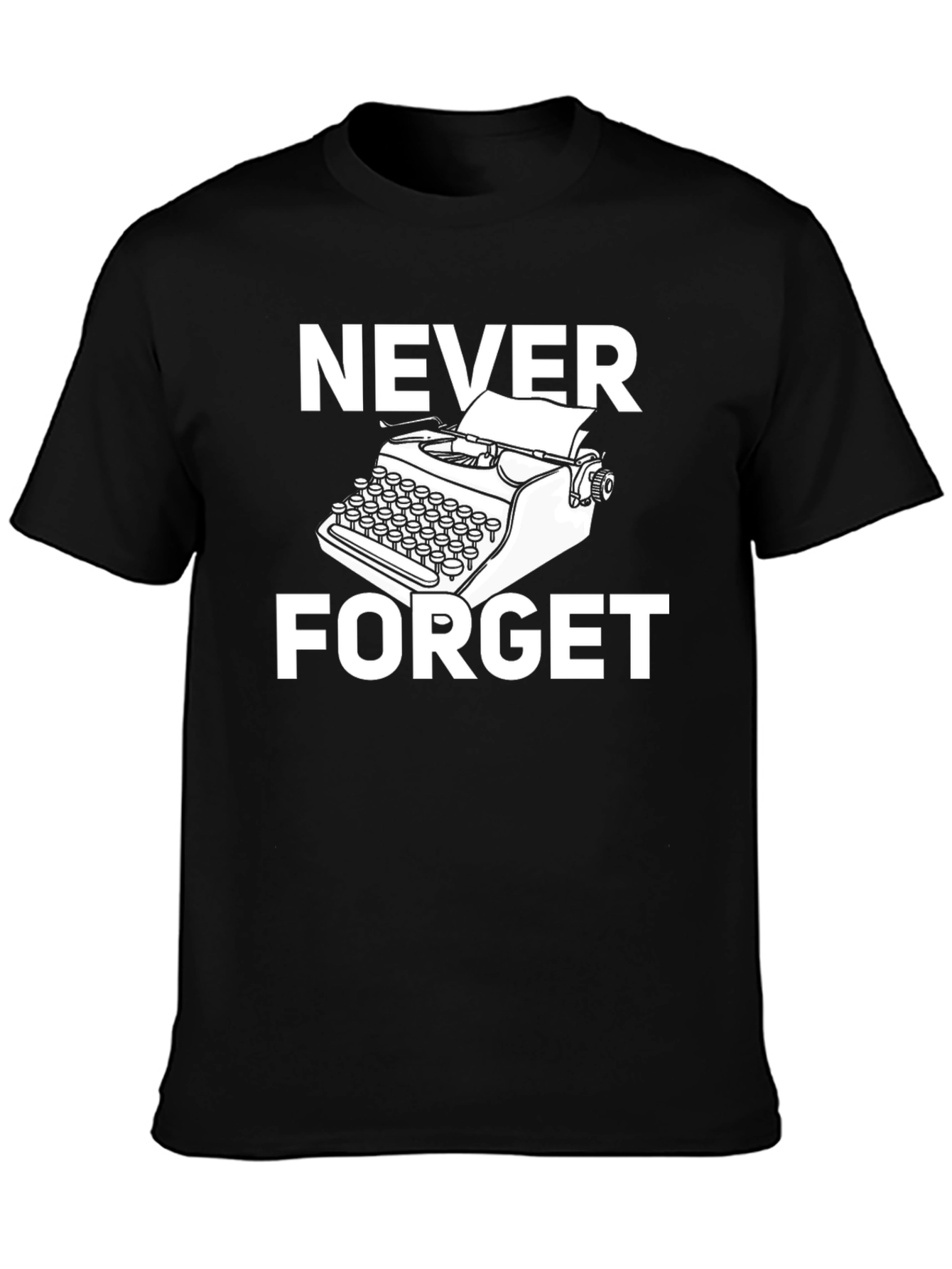 Black Never Forget Typewriter Graphic Tee - Retro Novelty Shirt view 3