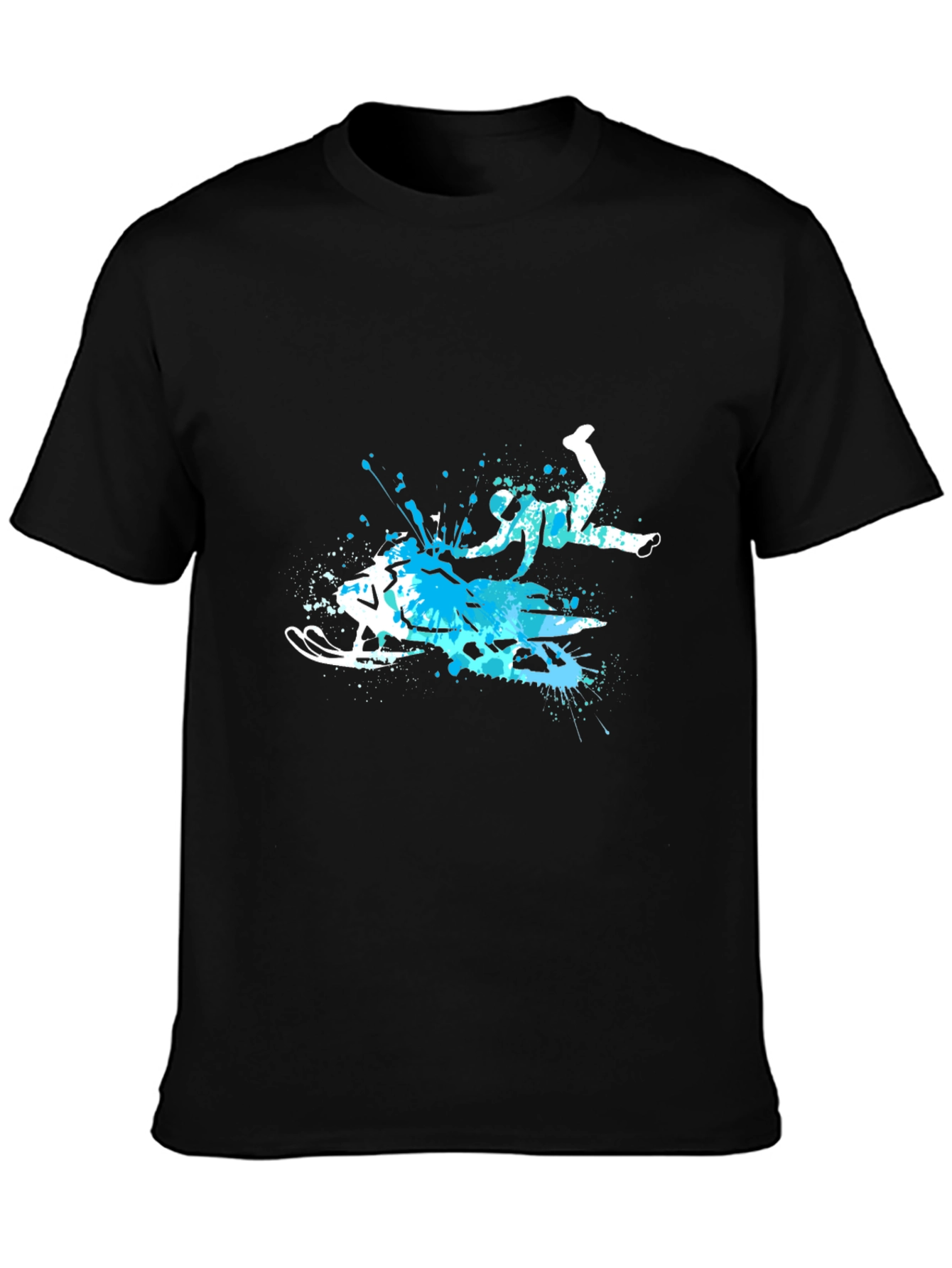 Black Snowmobile Splash Art Graphic Tee - Cool Sport T-Shirt view 3