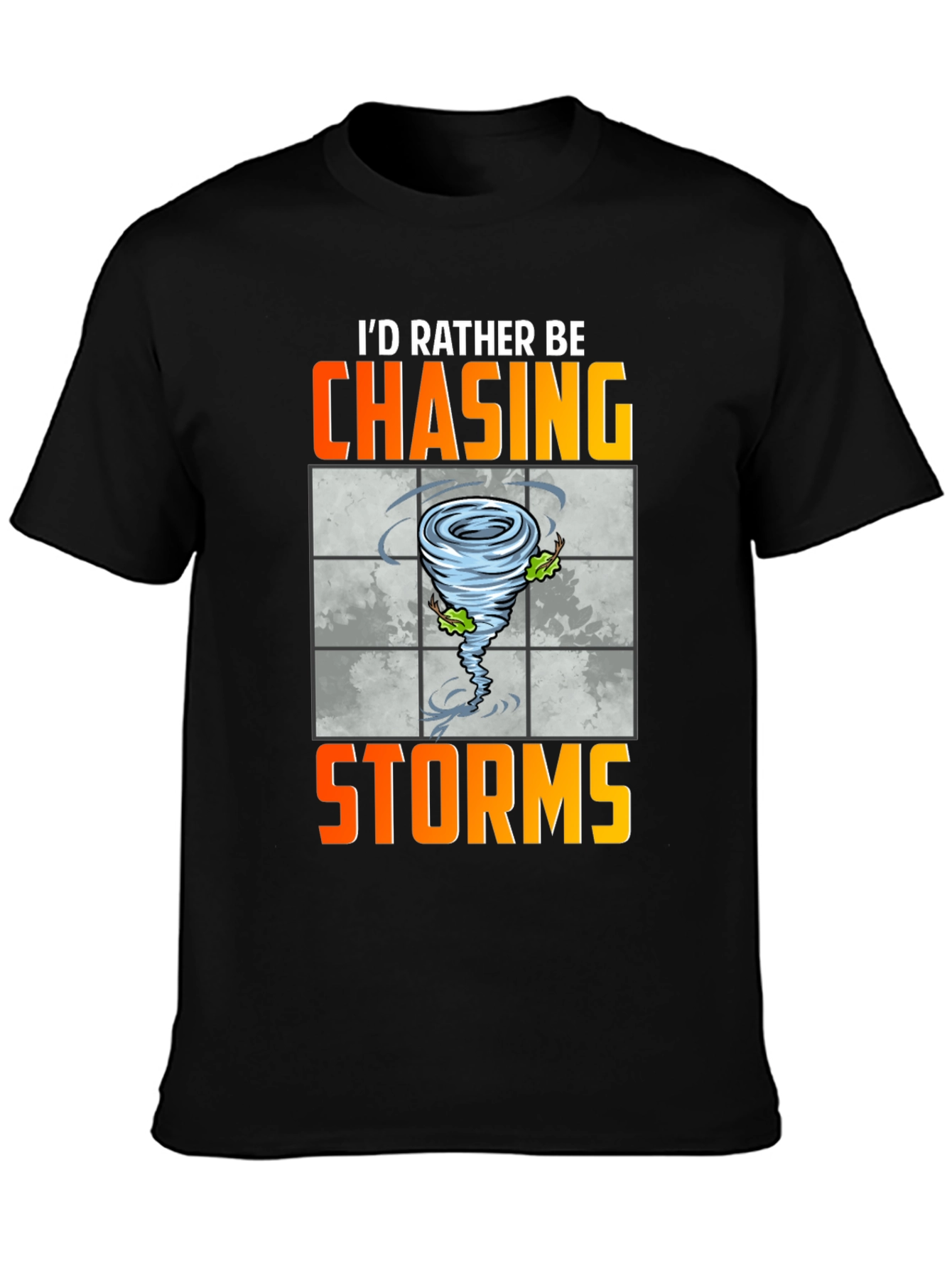Black Chasing Storms Graphic Tee - Weather Enthusiast Shirt view 3