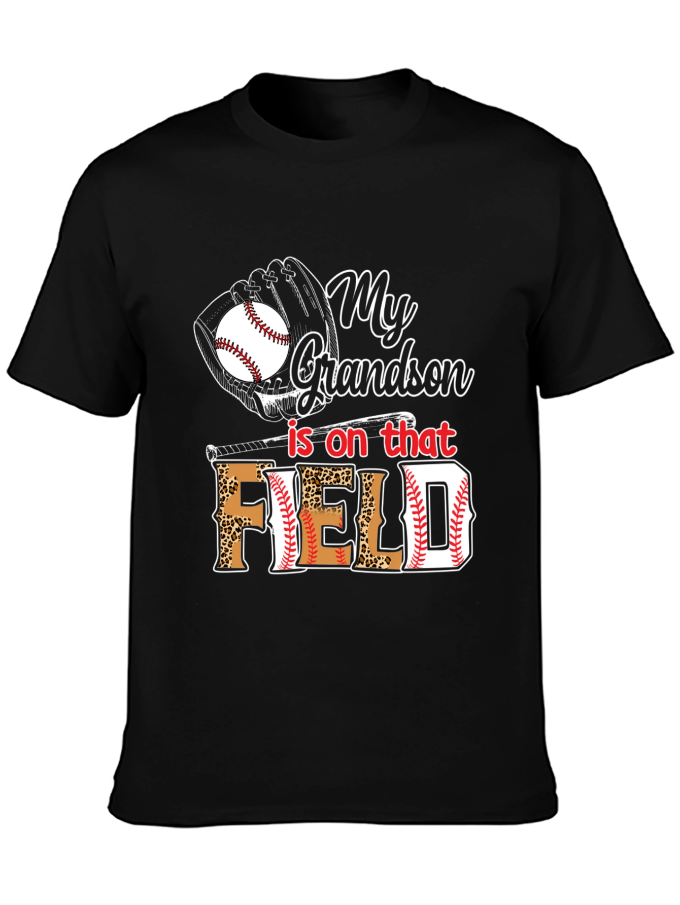 Black My Grandson Is On That Field Baseball T-Shirt view 3