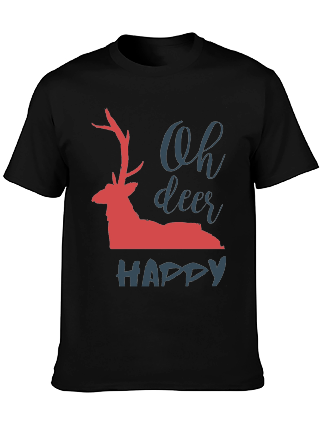 Black Oh Deer Happy T-Shirt view 3