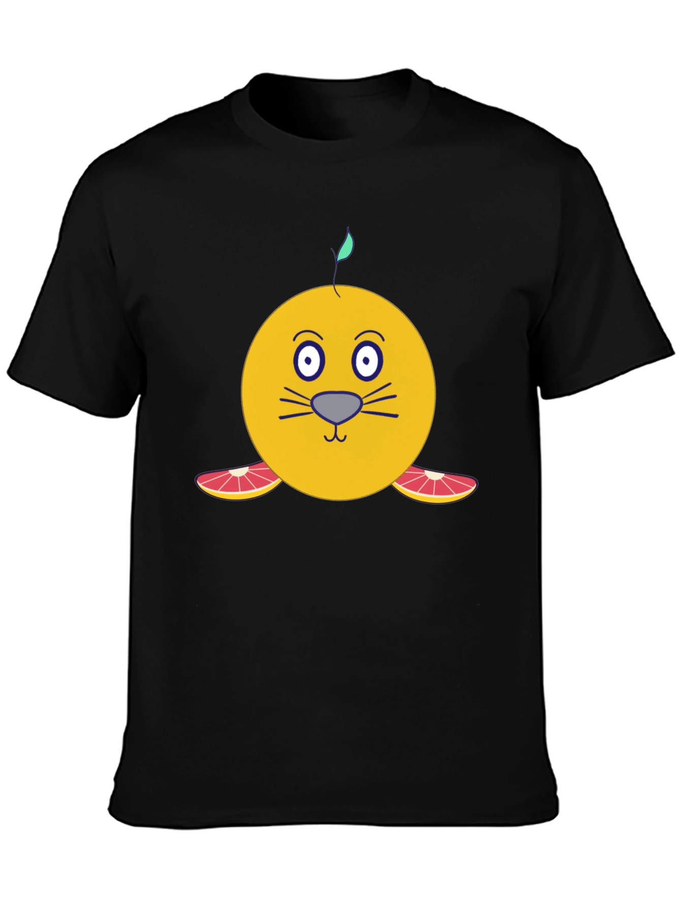Black Citrus Seal Graphic T-Shirt - Unique Cartoon Design view 3