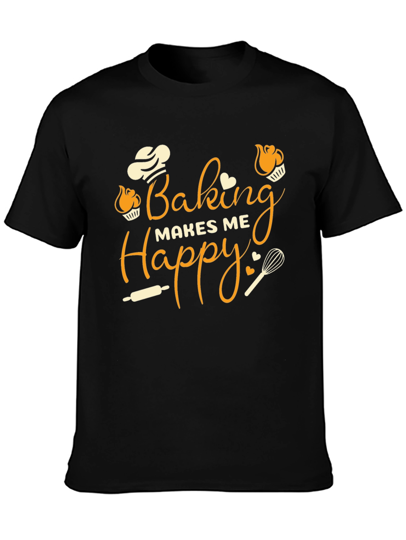 Black Baking Makes Me Happy Graphic T-Shirt view 3