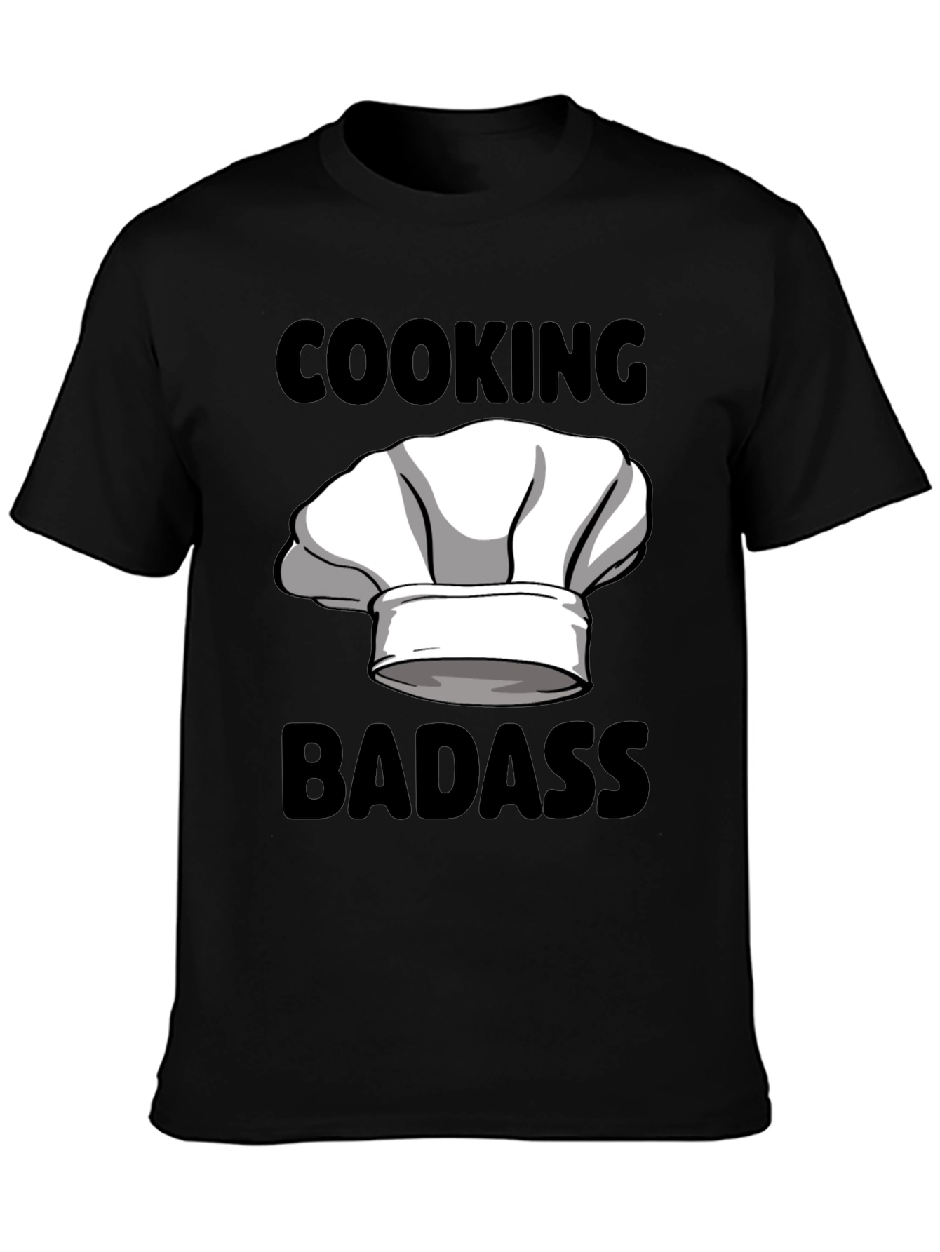 Black Cooking Badass Graphic Tee - Chef's Hat Humor view 3