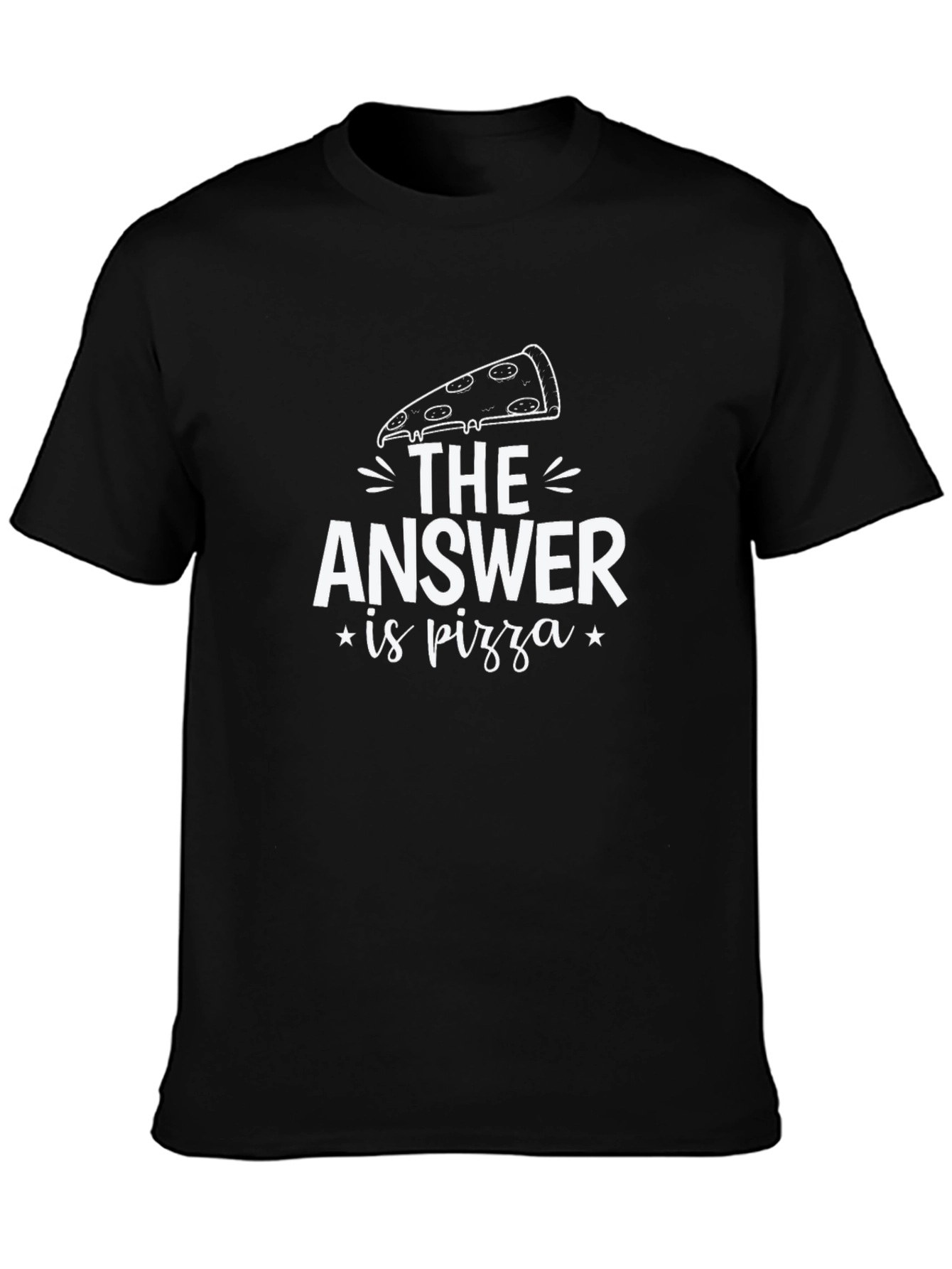 Black Pizza Answer Graphic Tee - Funny Unisex T-Shirt view 3