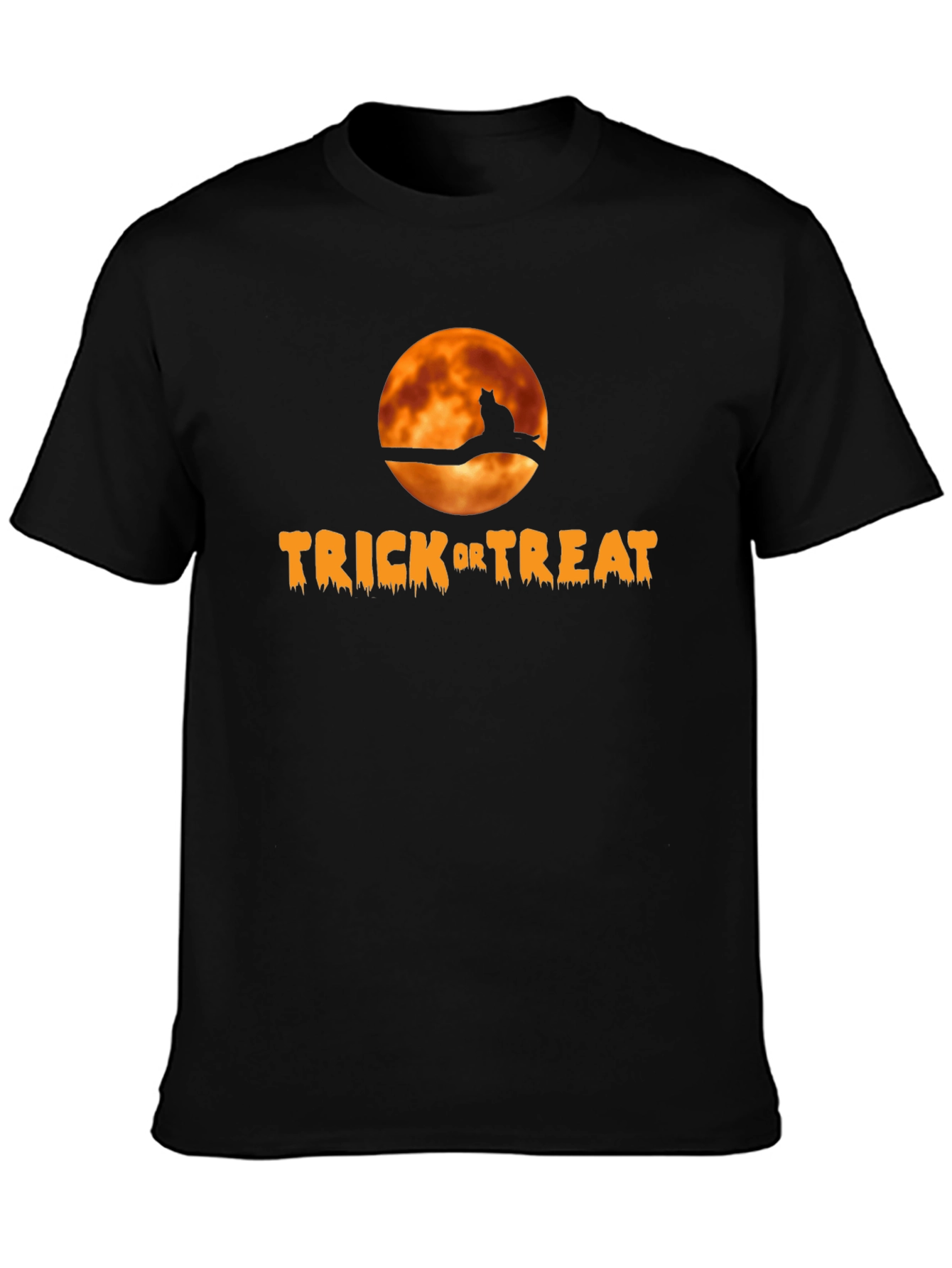 Black Halloween Trick or Treat Cat T-Shirt view 3
