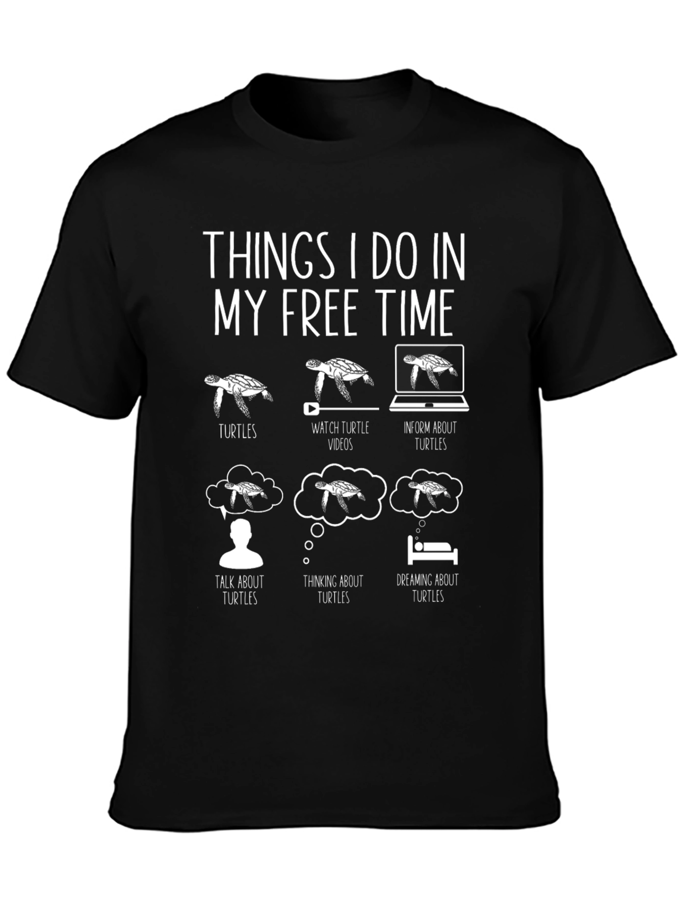 Black Turtle Lover T-Shirt: My Free Time Hobbies view 3