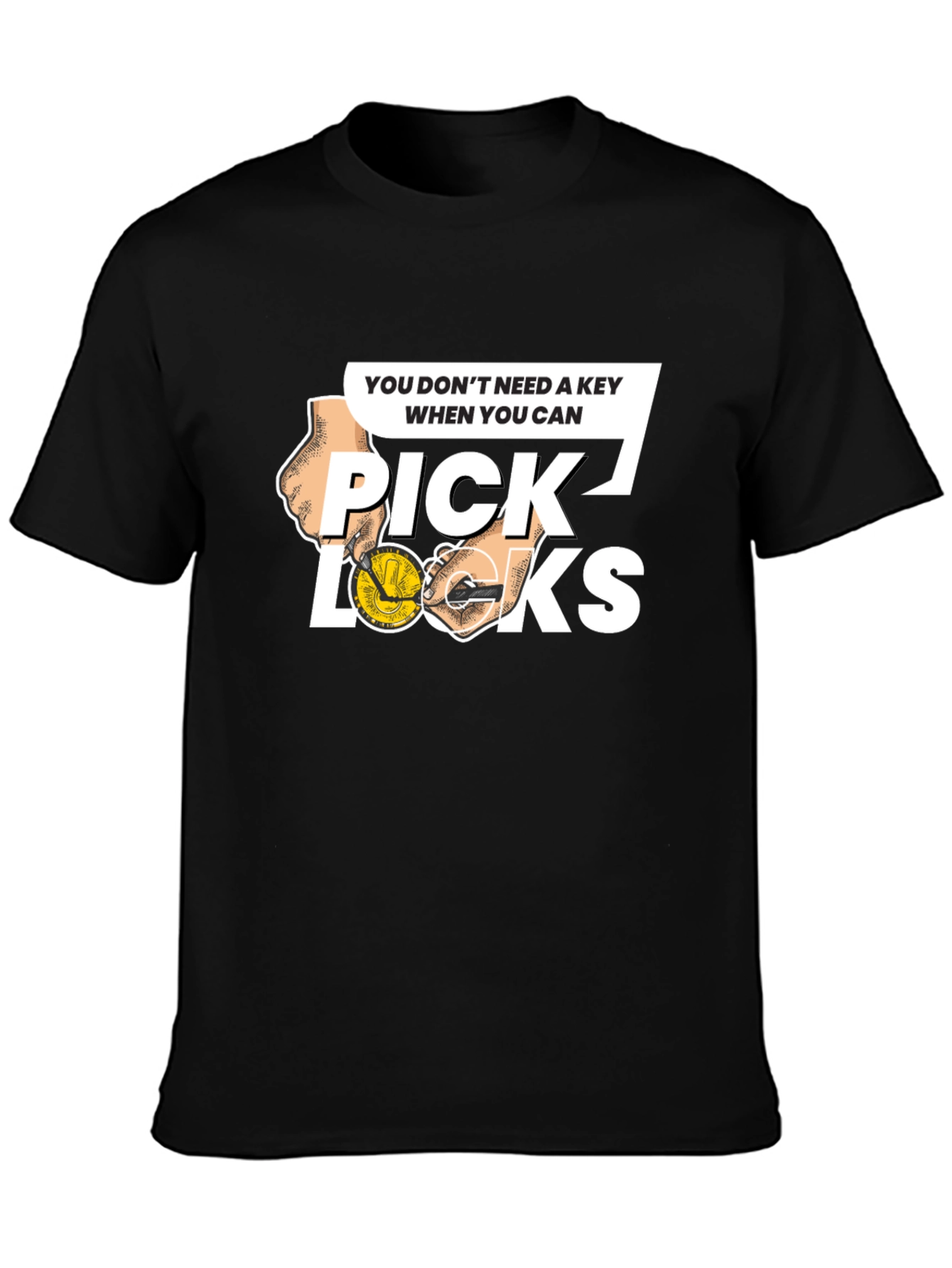 Black Pick Locks Graphic Tee - Locksmith Humor T-Shirt view 3