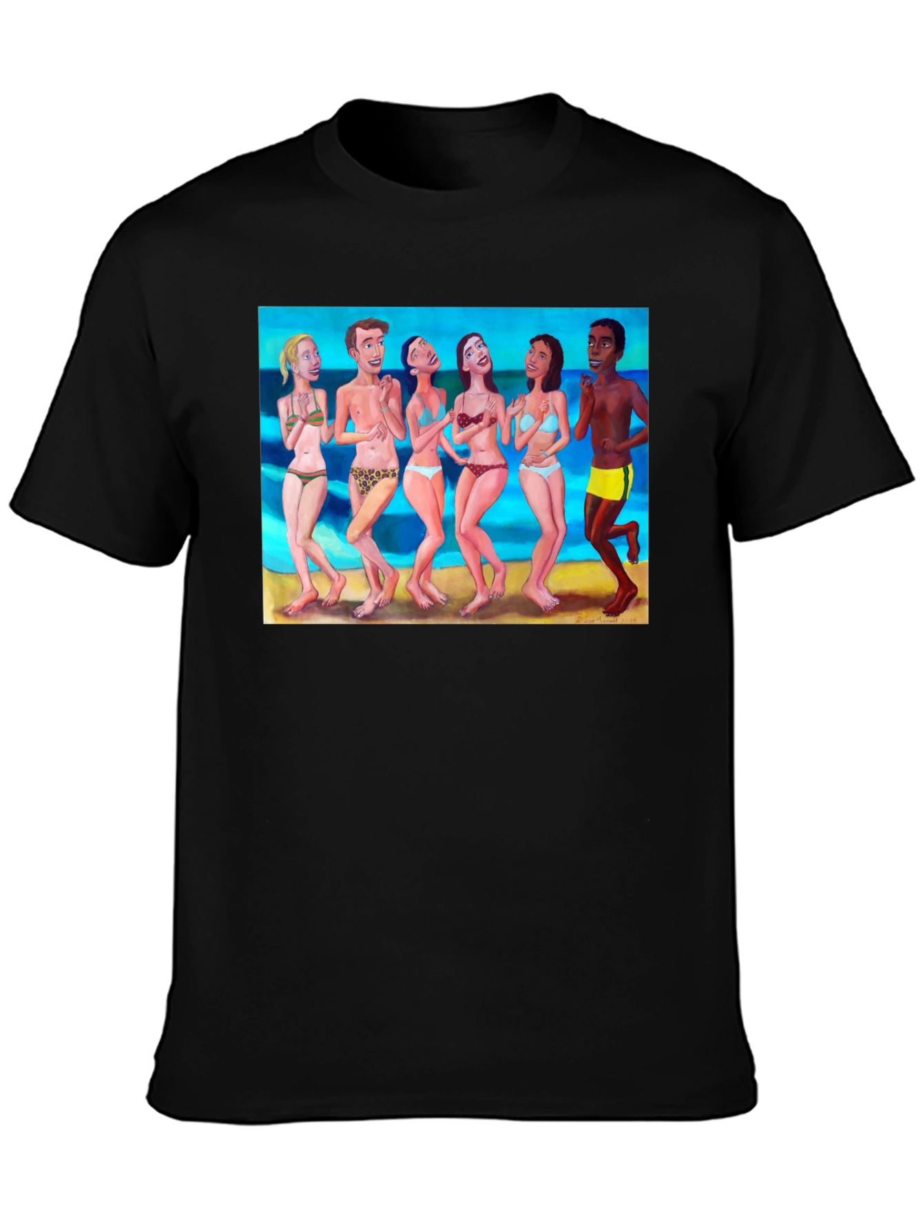 Black Beach Crowd Graphic Tee - Unisex Black T-Shirt view 3