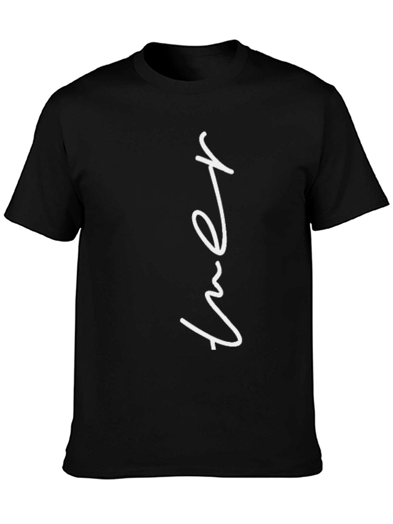 Black Men's Black T-Shirt with White 'Tuer' Graphic view 3