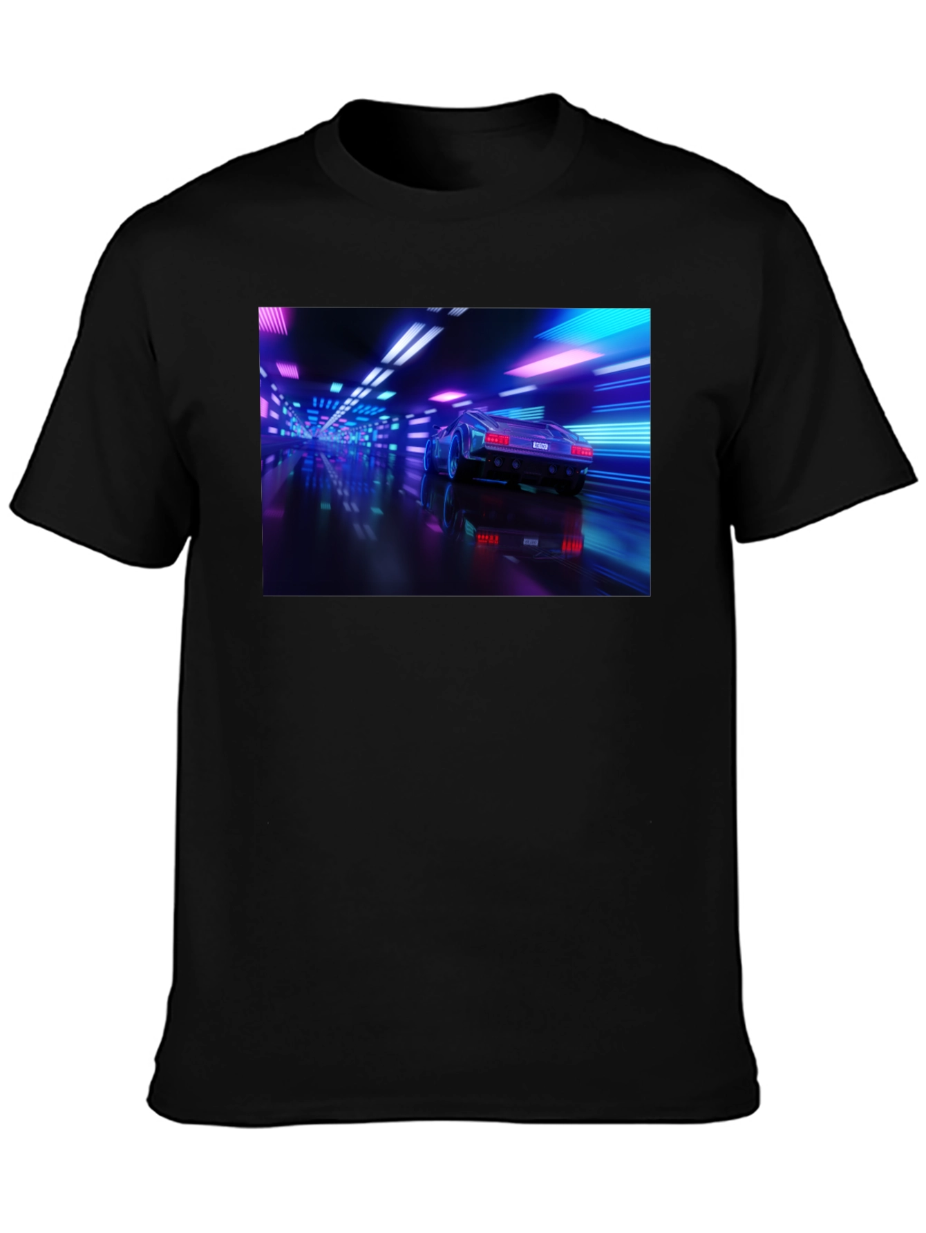Black Neon Car T-Shirt - Futuristic Style view 3