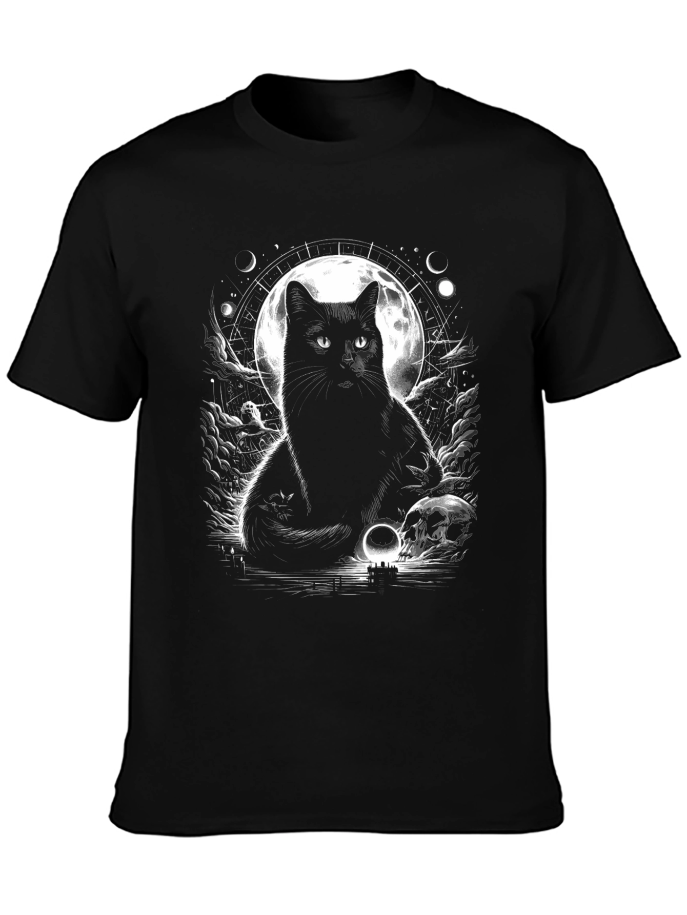 Mystic Cat Graphic Tee - Lunar Black Cat Shirt - 3