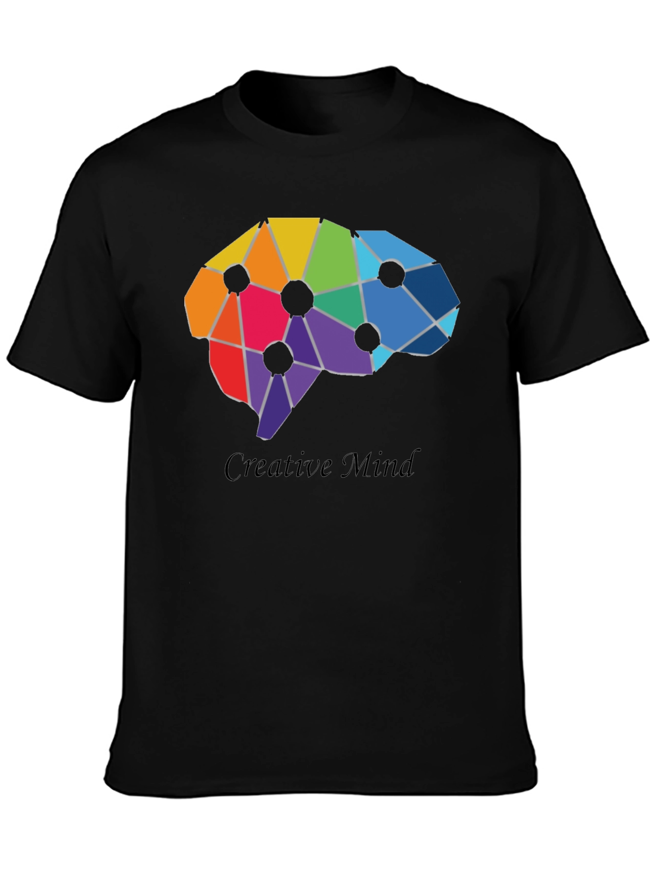 Black Creative Mind T-Shirt - Artistic Brain Design view 3