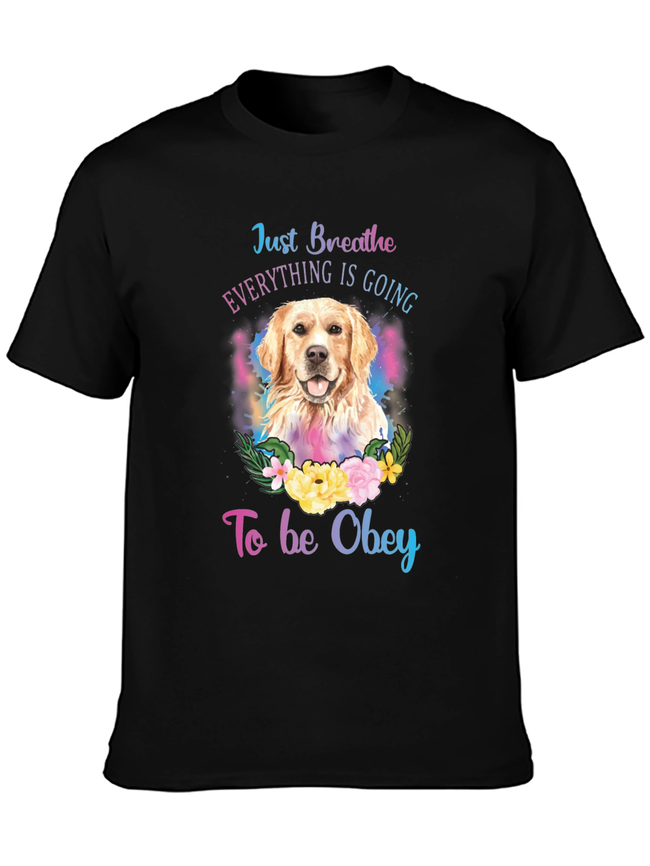 Black Dog Lover T-Shirt - Just Breathe Graphic Tee view 3