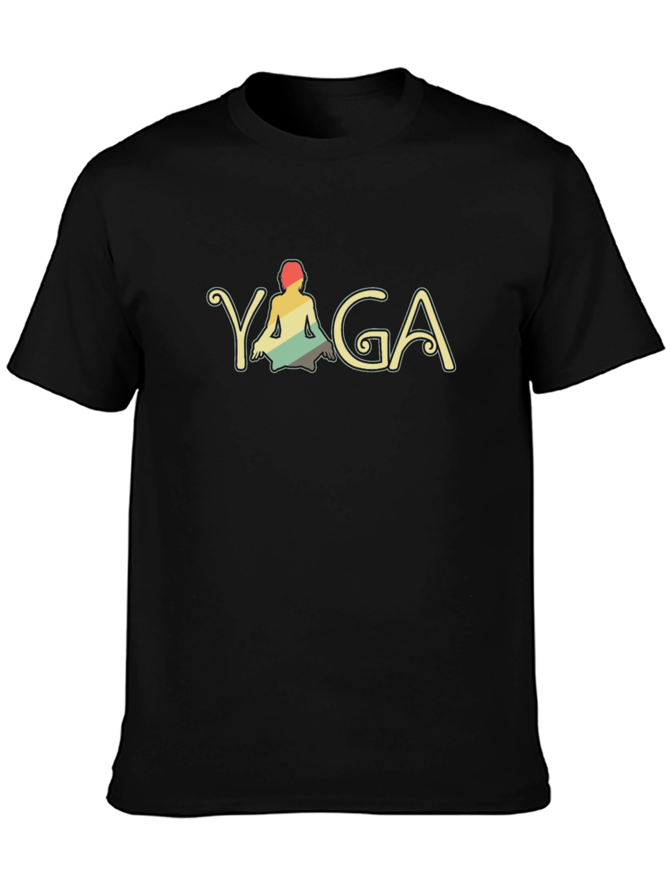 Black Yoga Pose Retro Graphic Tee - Black T-Shirt view 3