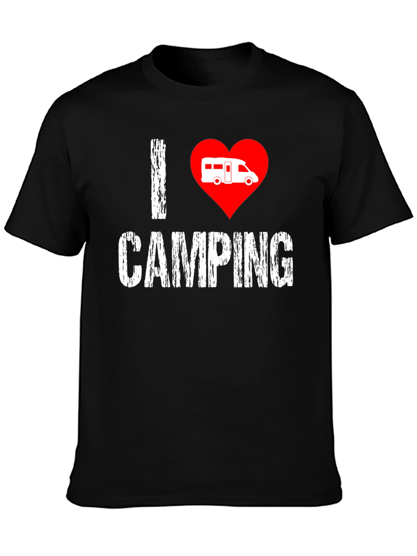 Black I Love Camping T-Shirt - Camper Van Heart view 3