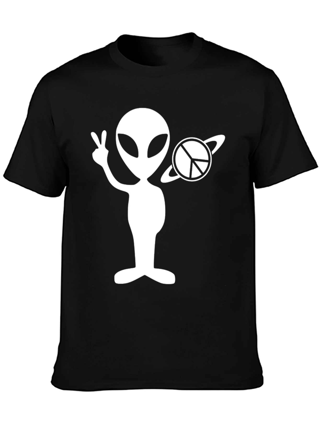 Black Alien Peace Sign T-Shirt view 3