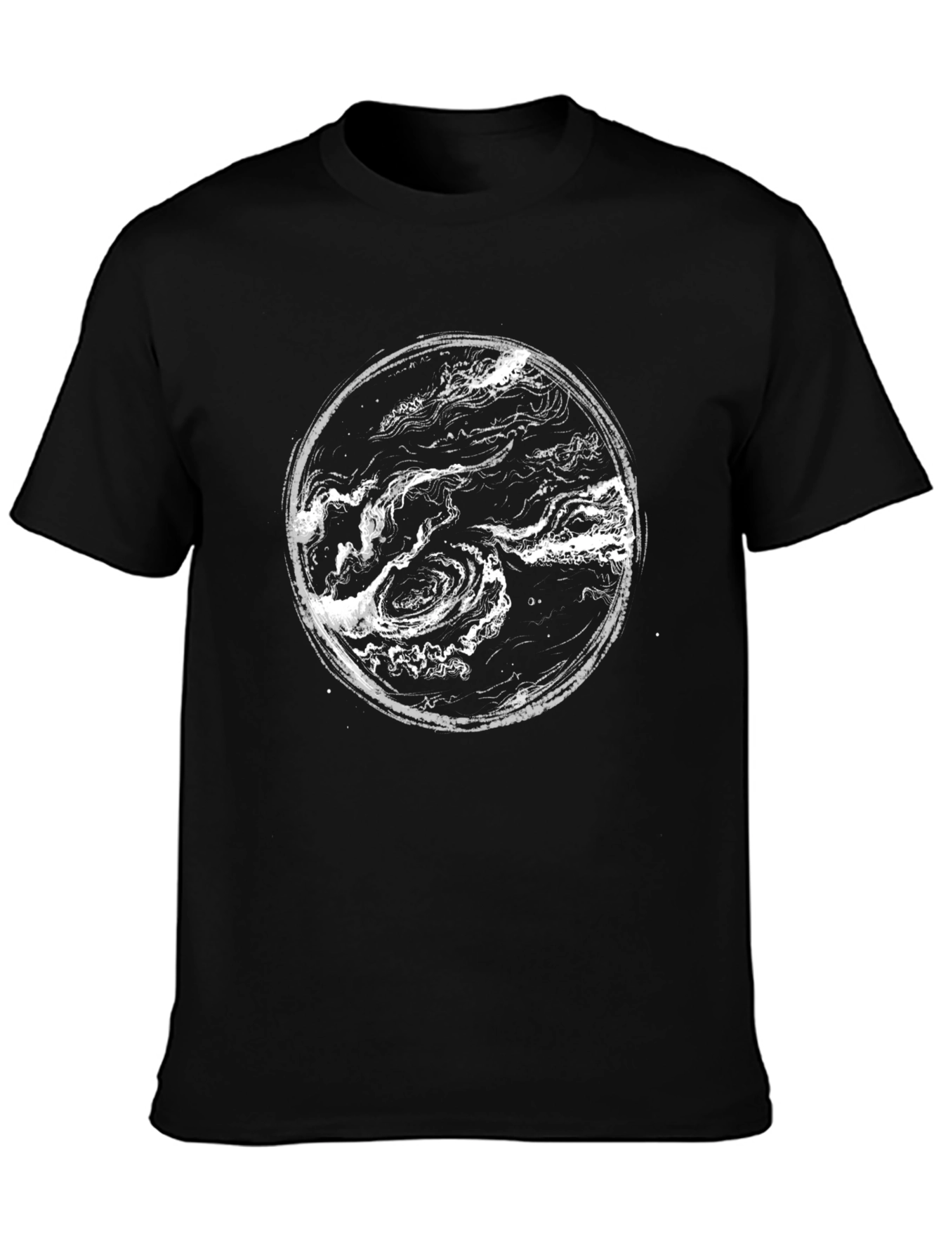 Black Abstract Swirl Graphic Print Black T-Shirt view 3