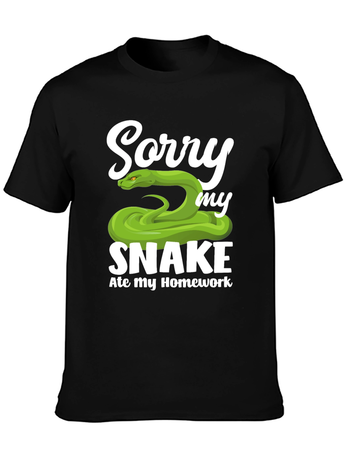 Black Sorry My Snake Ate My Homework T-Shirt view 3