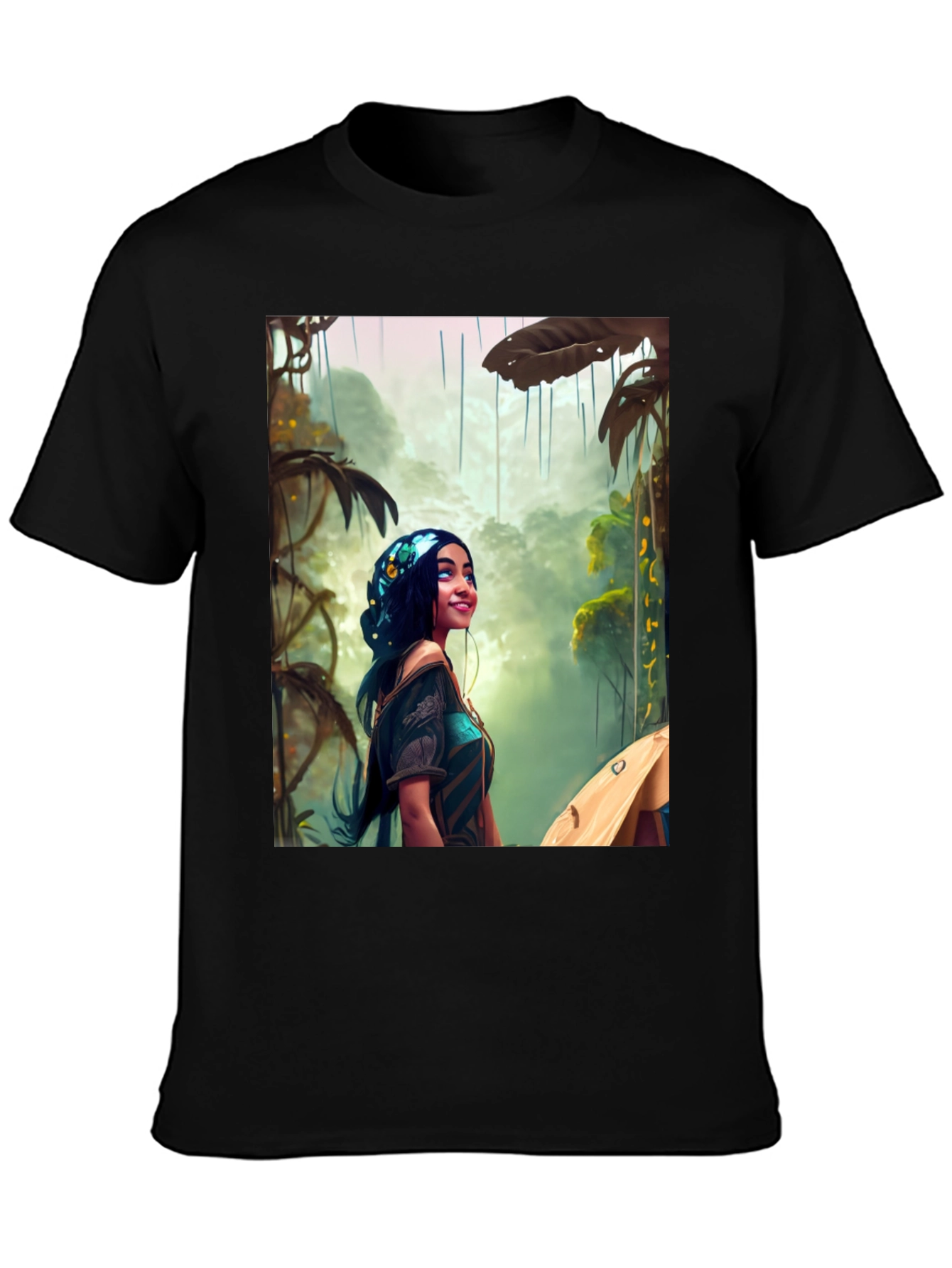 Black Jungle Girl Graphic Tee view 3